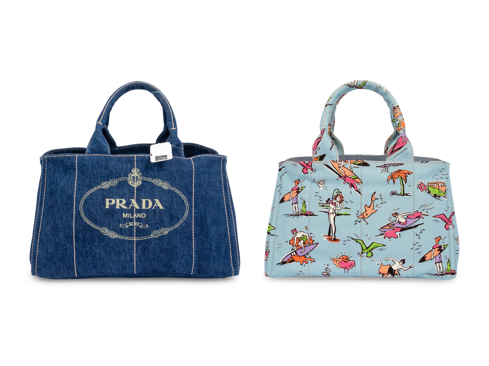 Appraisal: Two Prada Canvas Bags c THE FIRST Blue denim tote