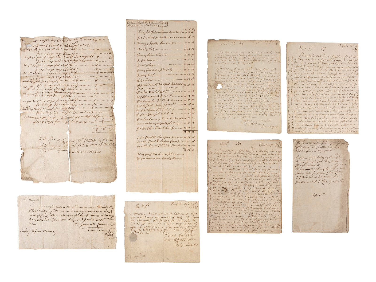 Appraisal: COMMERCE A group of receipts and documents related to Englishmen