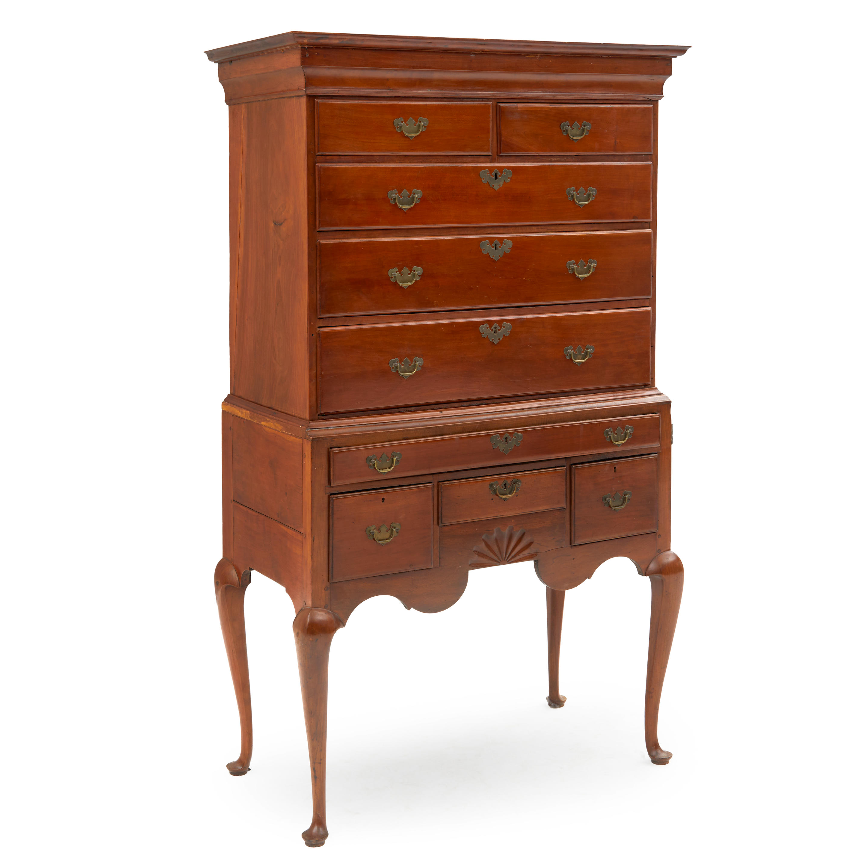 Appraisal: QUEEN ANNE CHERRY HIGH CHEST New England mid- th century