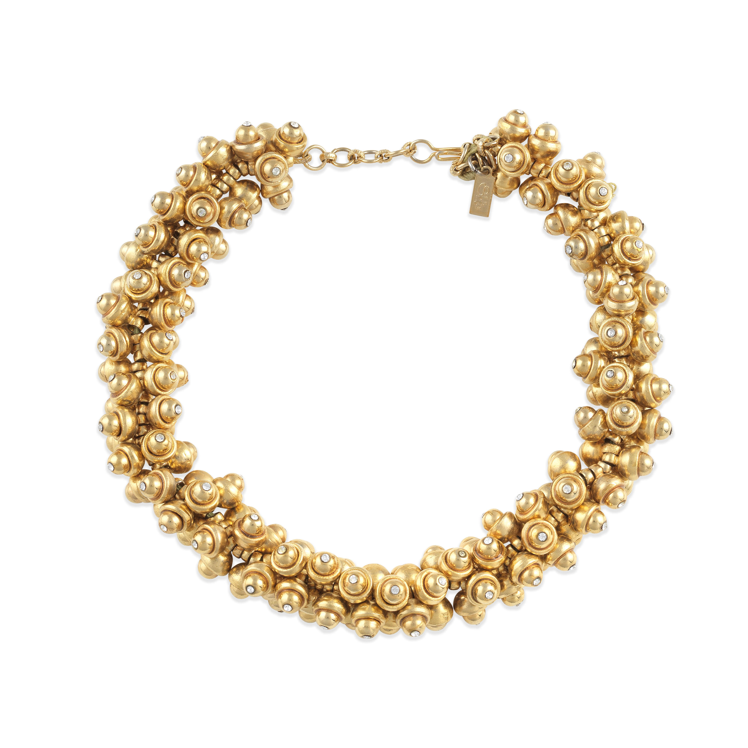 Appraisal: SHAKIRA CAINE GEM-SET COLLAR Composed of articulating cup-shaped links issuing