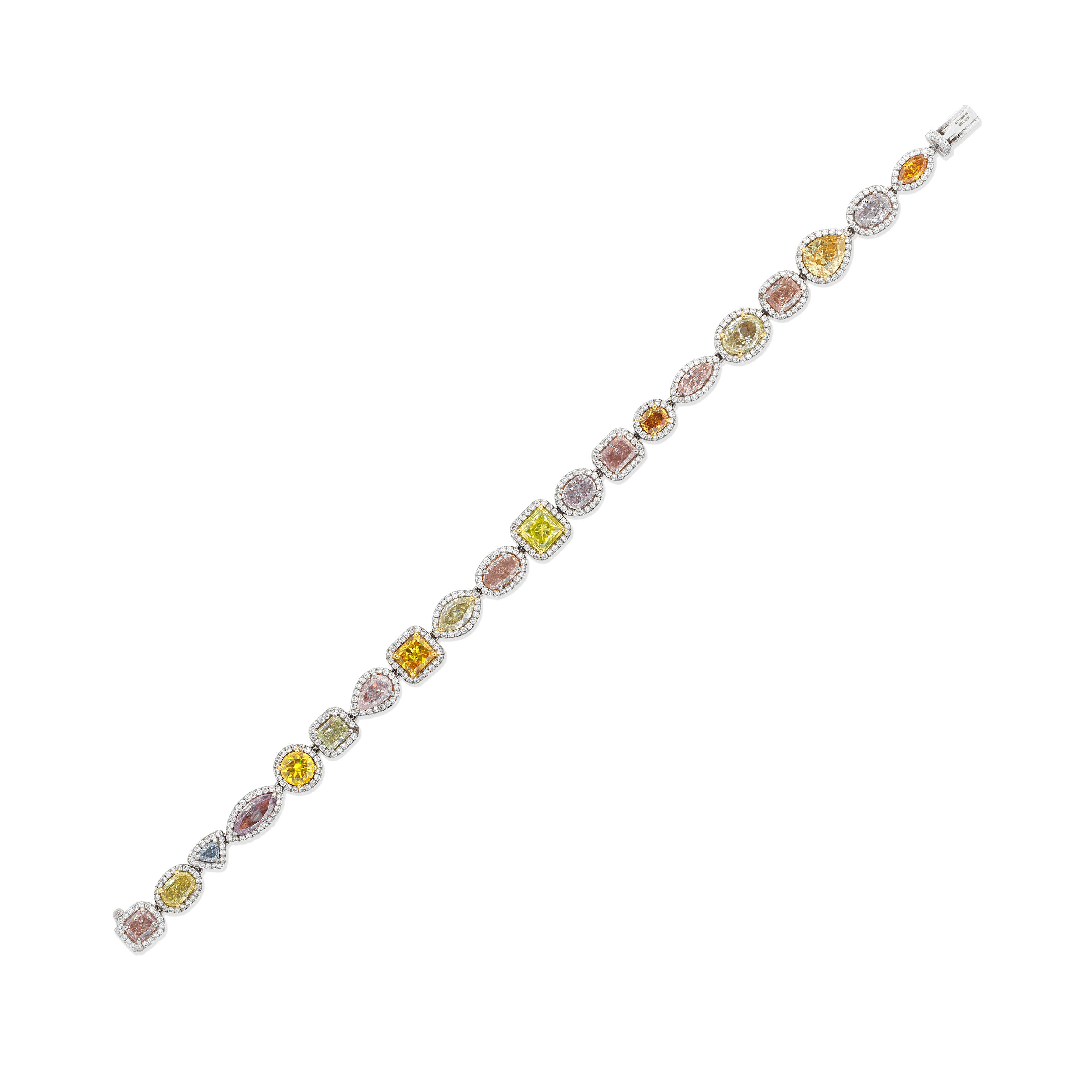 Appraisal: WILLIAM GOLDBERG FOR BOODLES DIAMOND AND COLOURED DIAMOND BRACELET Articulating