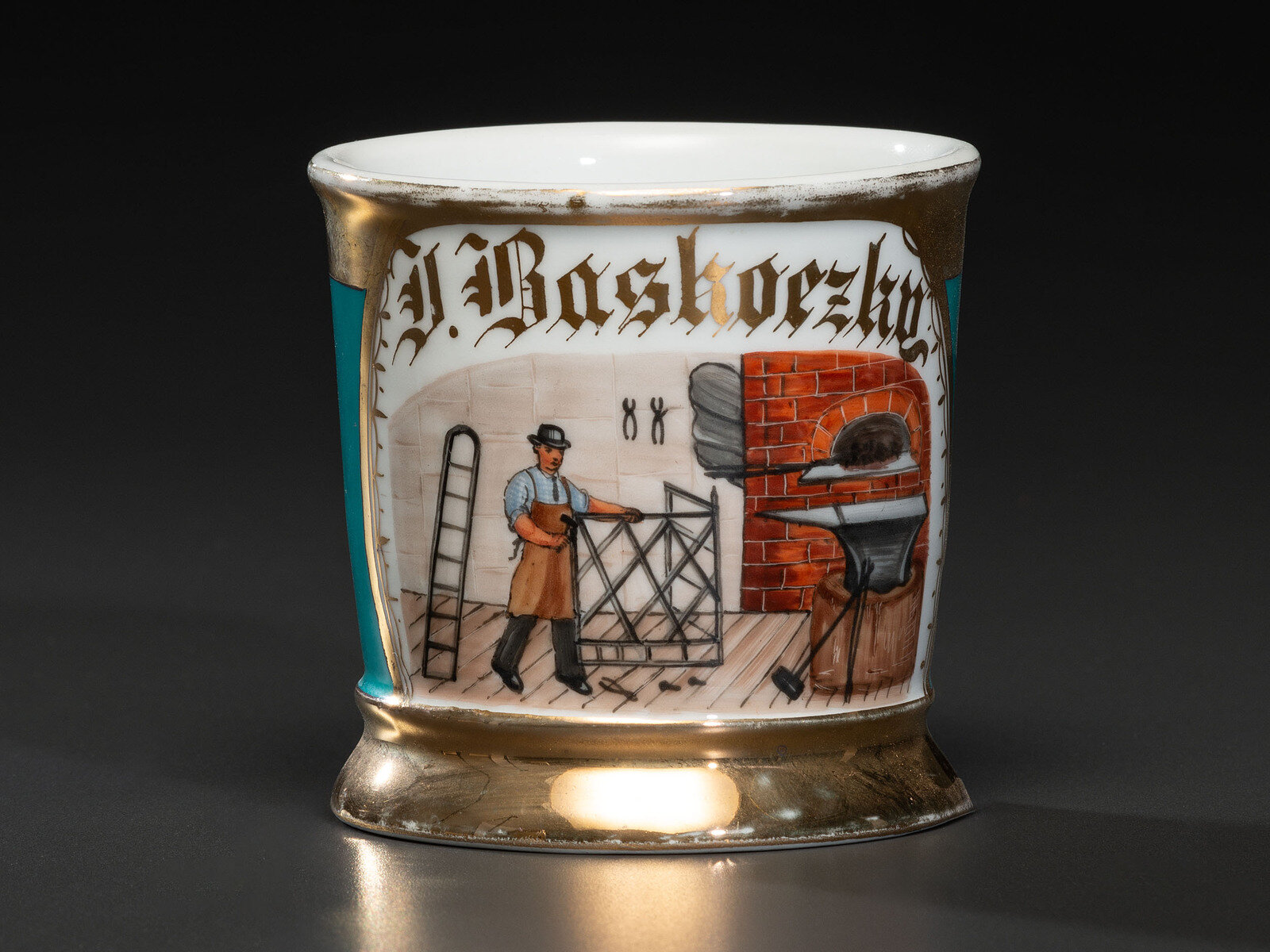 Appraisal: A Blacksmith's Porcelain Occupational Shaving Mug Late th Early th