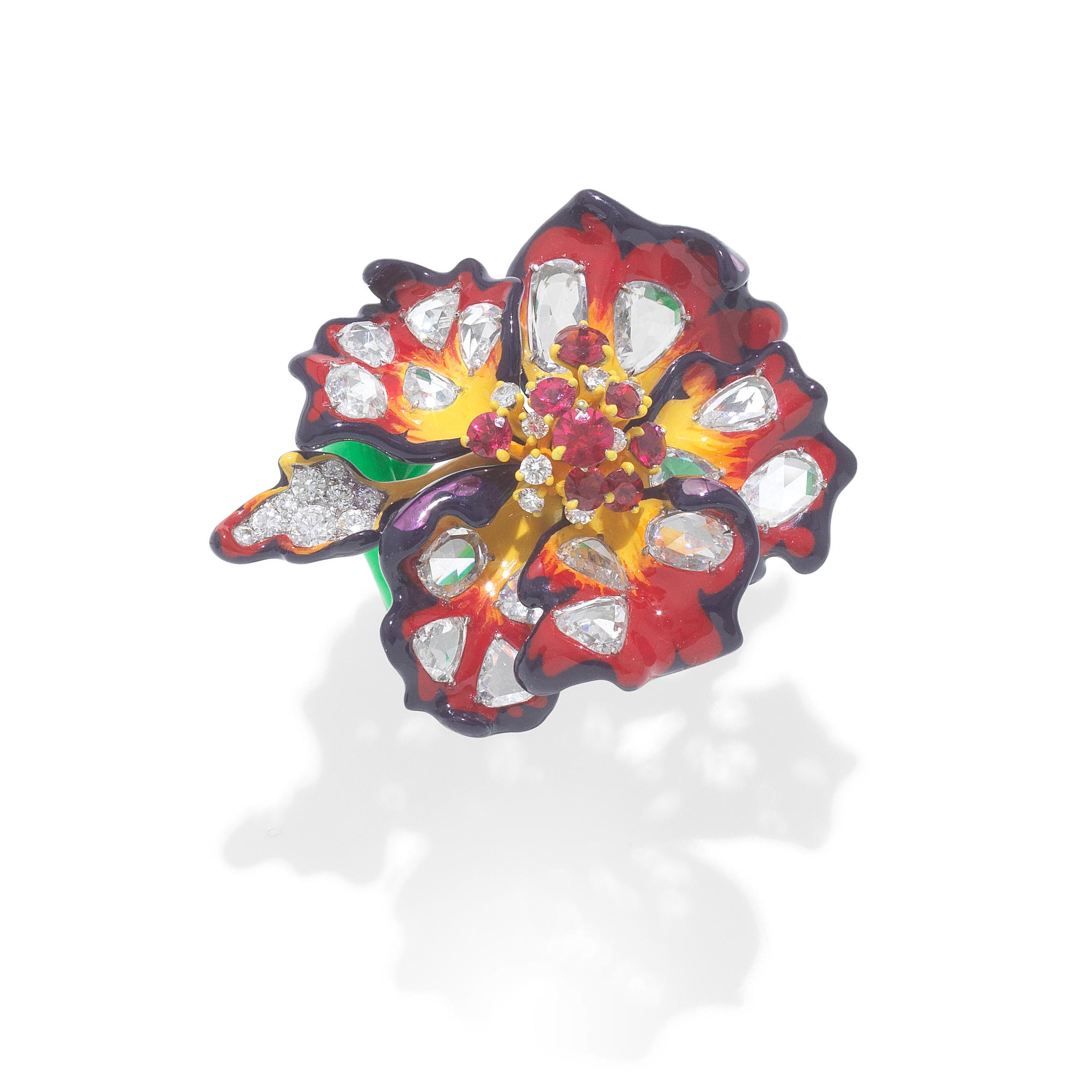 Appraisal: DIOR LACQUER DIAMOND AND MULTI-GEM-SET 'MILLY CARNIVORA EGRATIGNA CHIPIE' RING