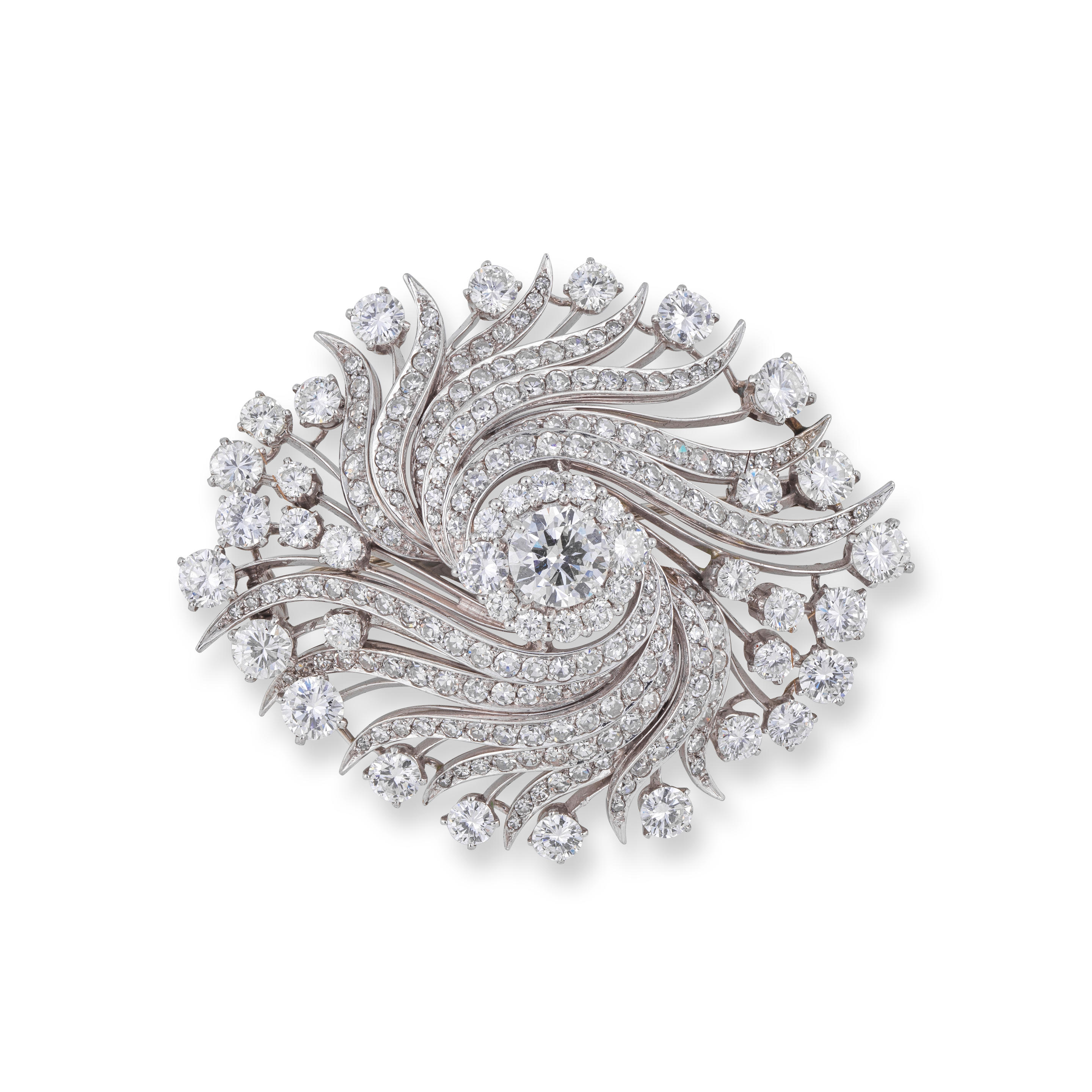 Appraisal: DIAMOND BROOCH BROCHE DIAMANTS French marks for carat white gold