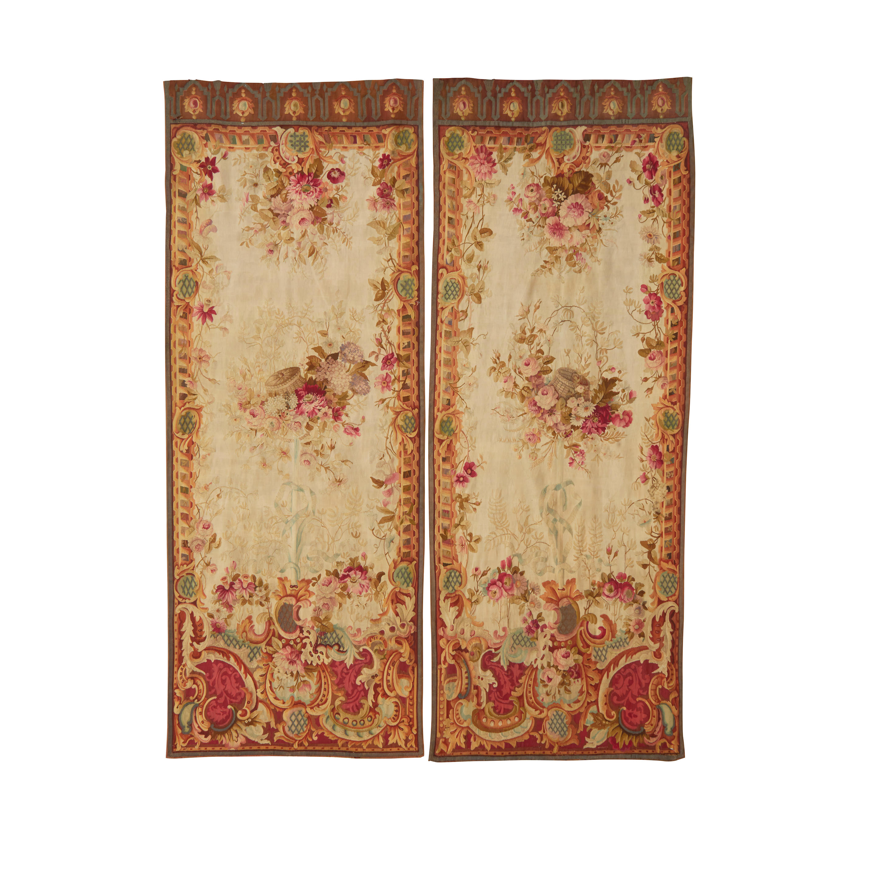 Appraisal: A PAIR OF AUBUSSON TAPESTRIES th century height in cm