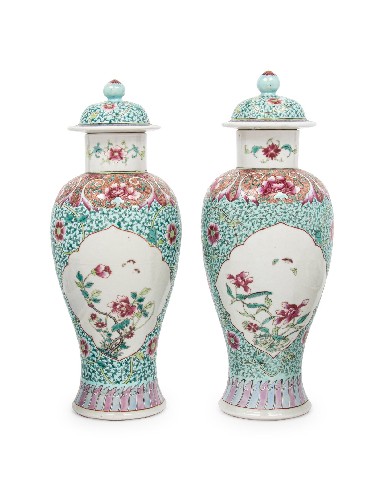 Appraisal: A Pair of Chinese Famille Rose Porcelain Baluster Jars and