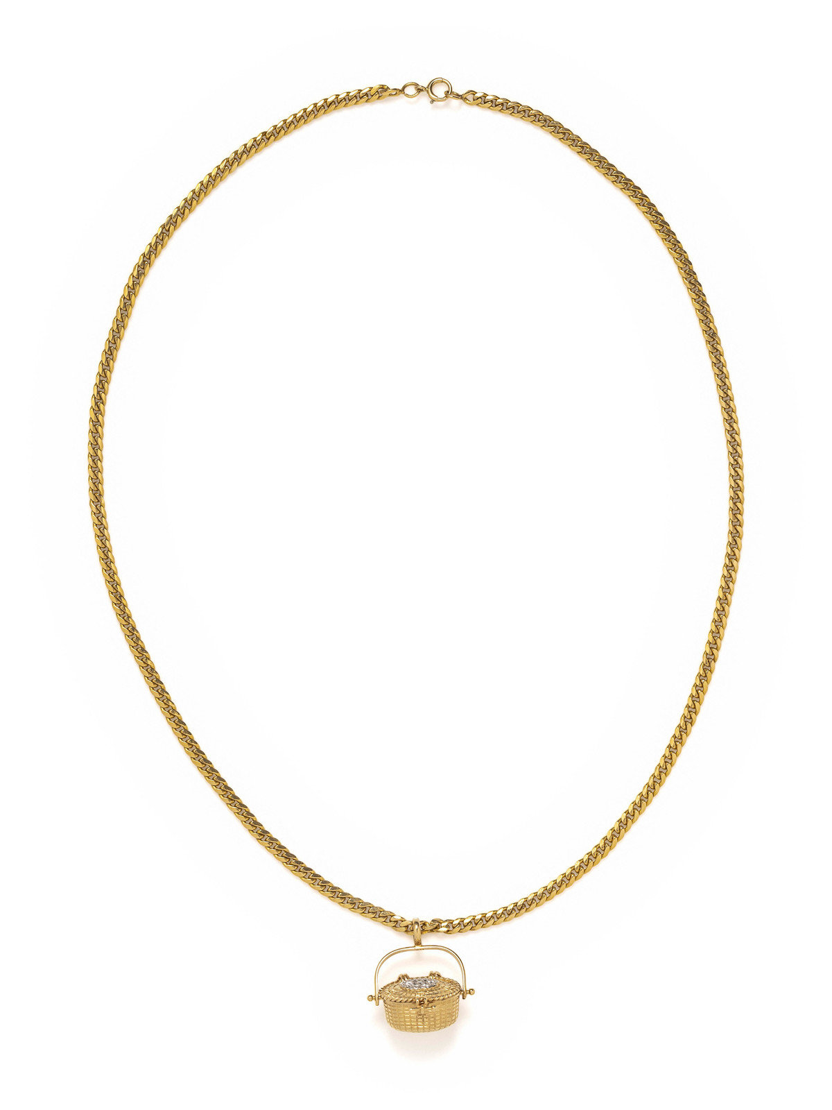 Appraisal: YELLOW GOLD AND DIAMOND NANTUCKET BASKET PENDANT NECKLACE Curb link