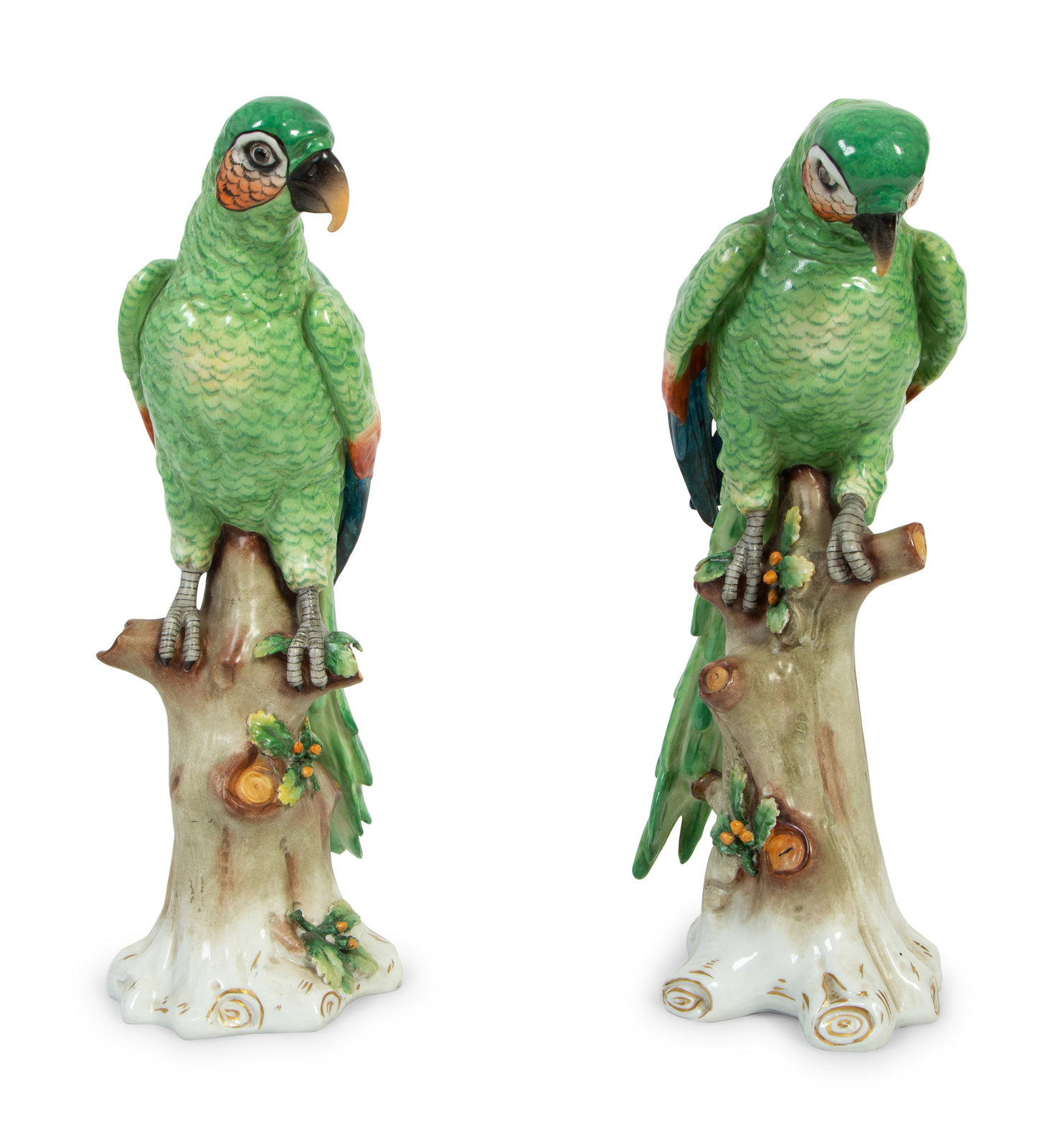 Appraisal: A Pair of Samson Glazed Porcelain Parrots LATE TH CENTURY