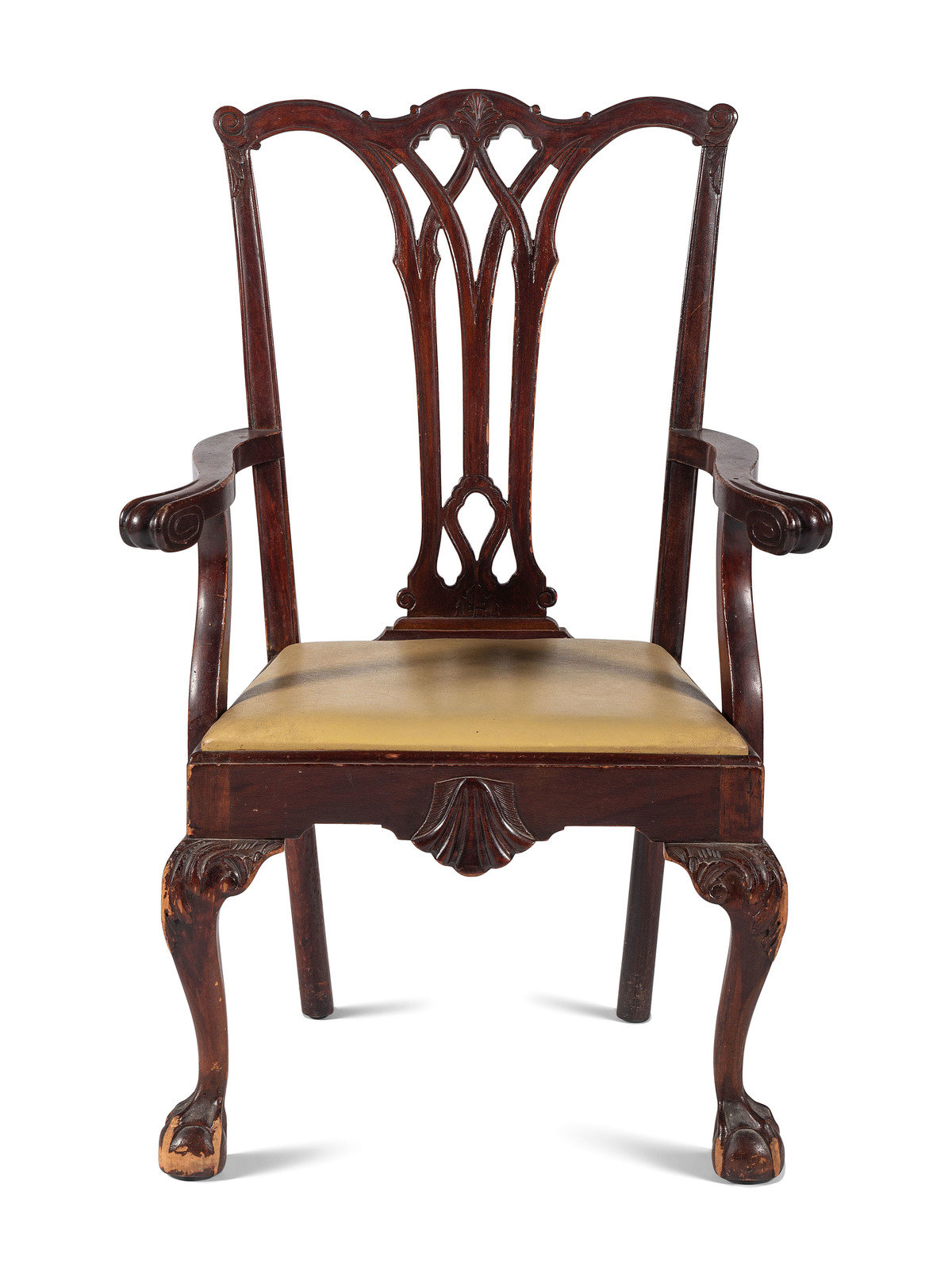 Appraisal: A Chippendale Style Shell Carved Mahogany Armchair th Century Height