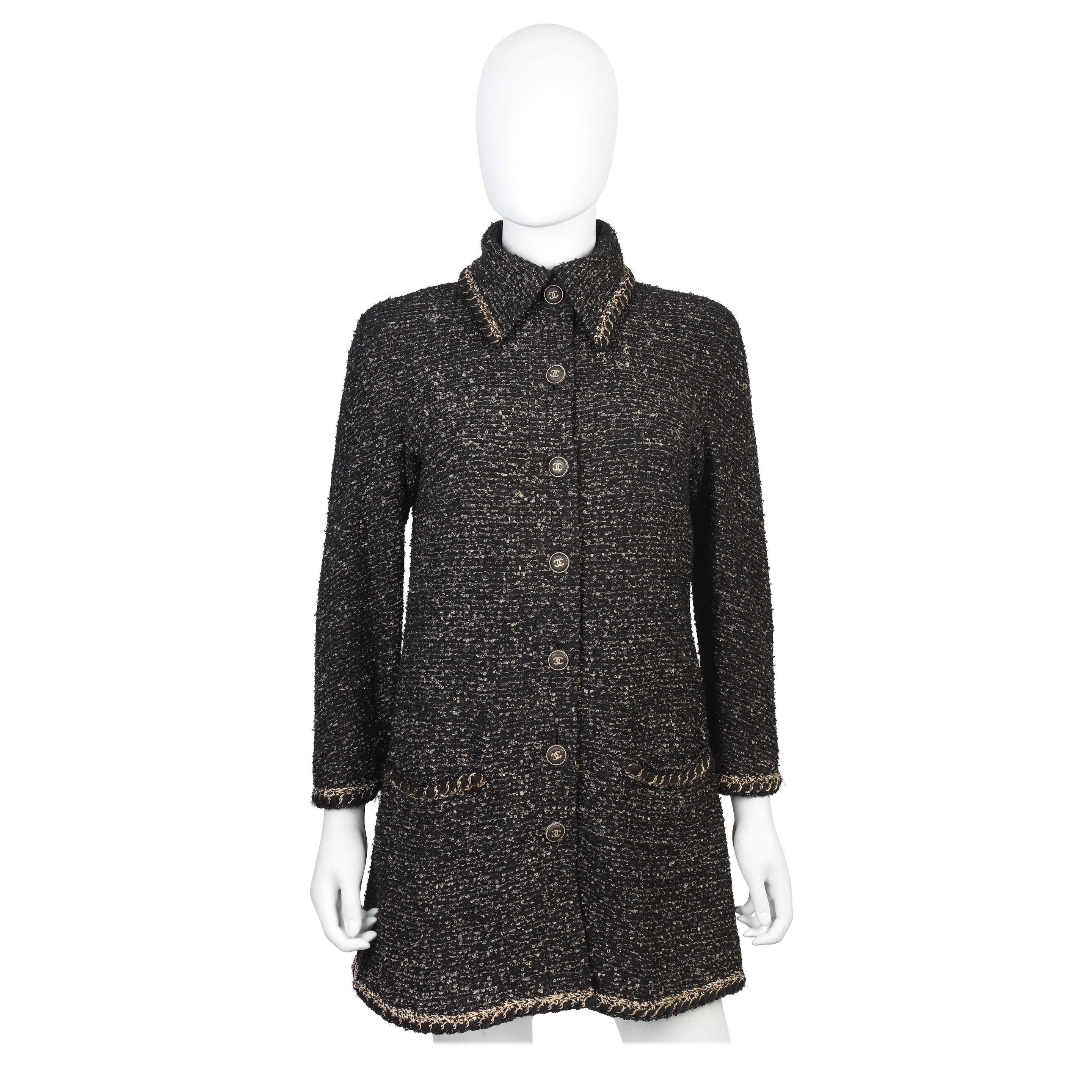 Appraisal: KARL LAGERFELD FOR CHANEL A BLACK AND BRONZE TWEED JACKET