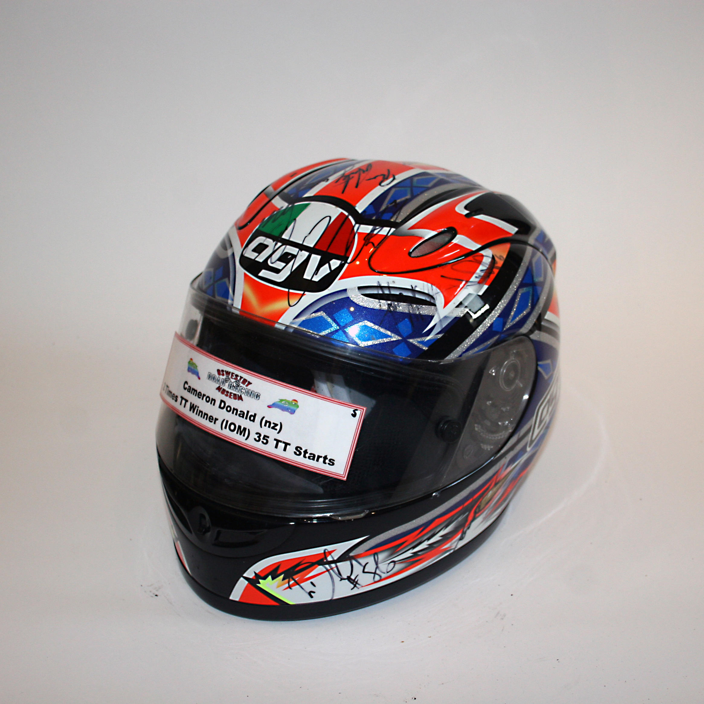 Appraisal: CAMERON DONALD A MULTIPLE SIGNED GP PRO FULL-FACE HELMET BY