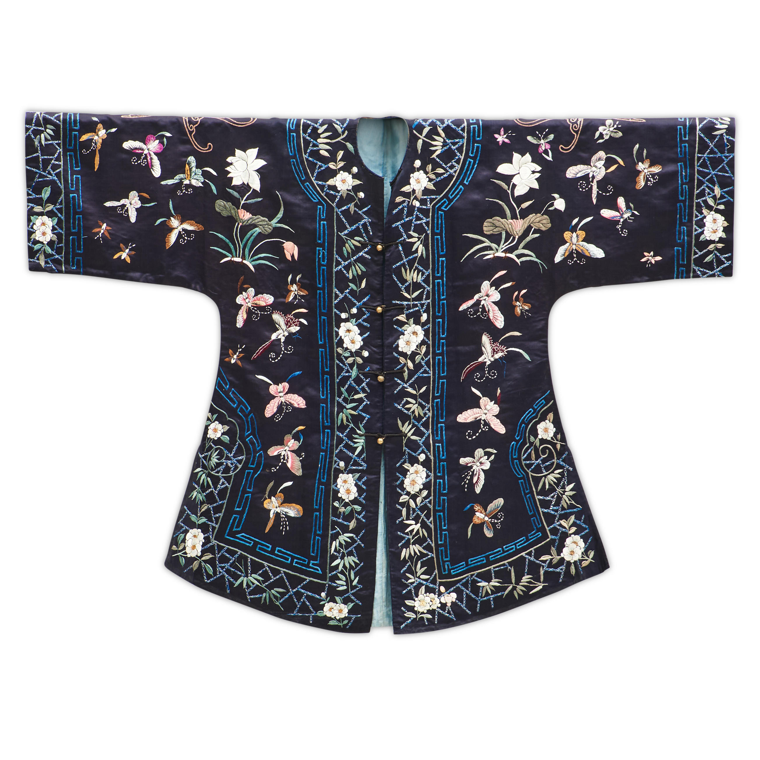 Appraisal: CHINESE EMBROIDERED JACKET China c Silk with silk-floss embroidery ft