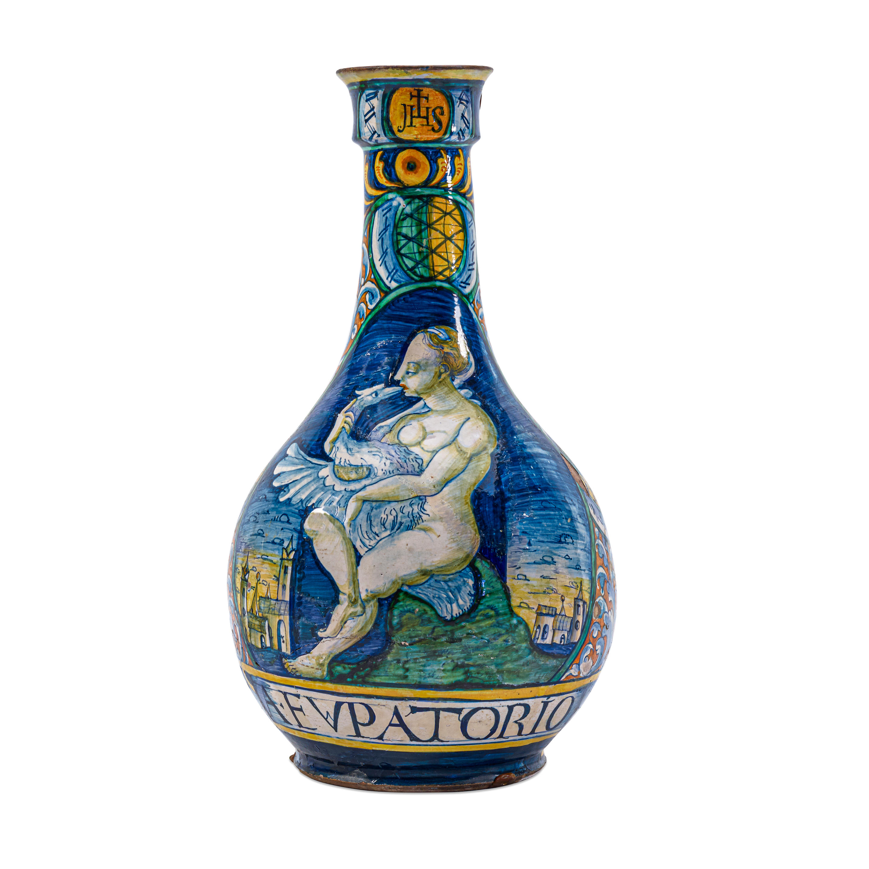 Appraisal: A CASTELLI MAIOLICA DRUG VASE Circa - attributed to Orazio