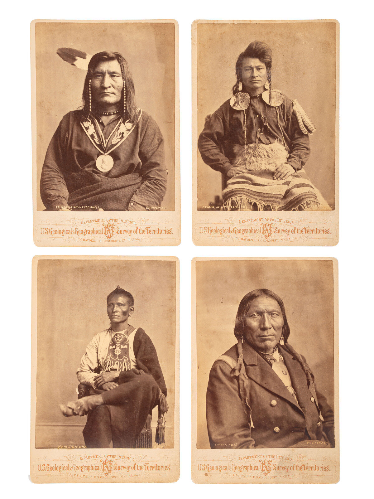 Appraisal: NATIVE AMERICANS A group of cabinet photographs of Native American