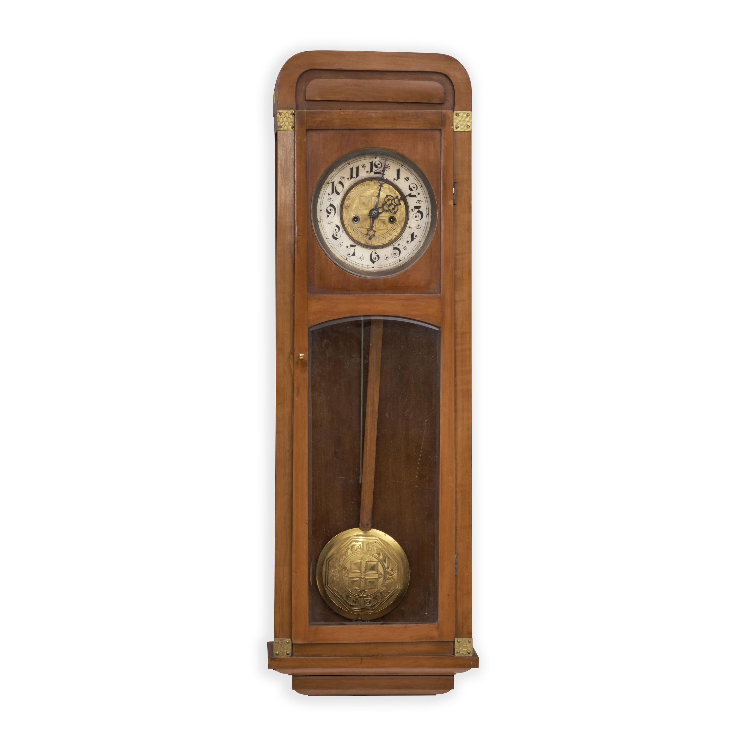 Appraisal: FRUITWOOD WEIGHT DRIVEN REGULATOR WALL CLOCK Germany Circa - height