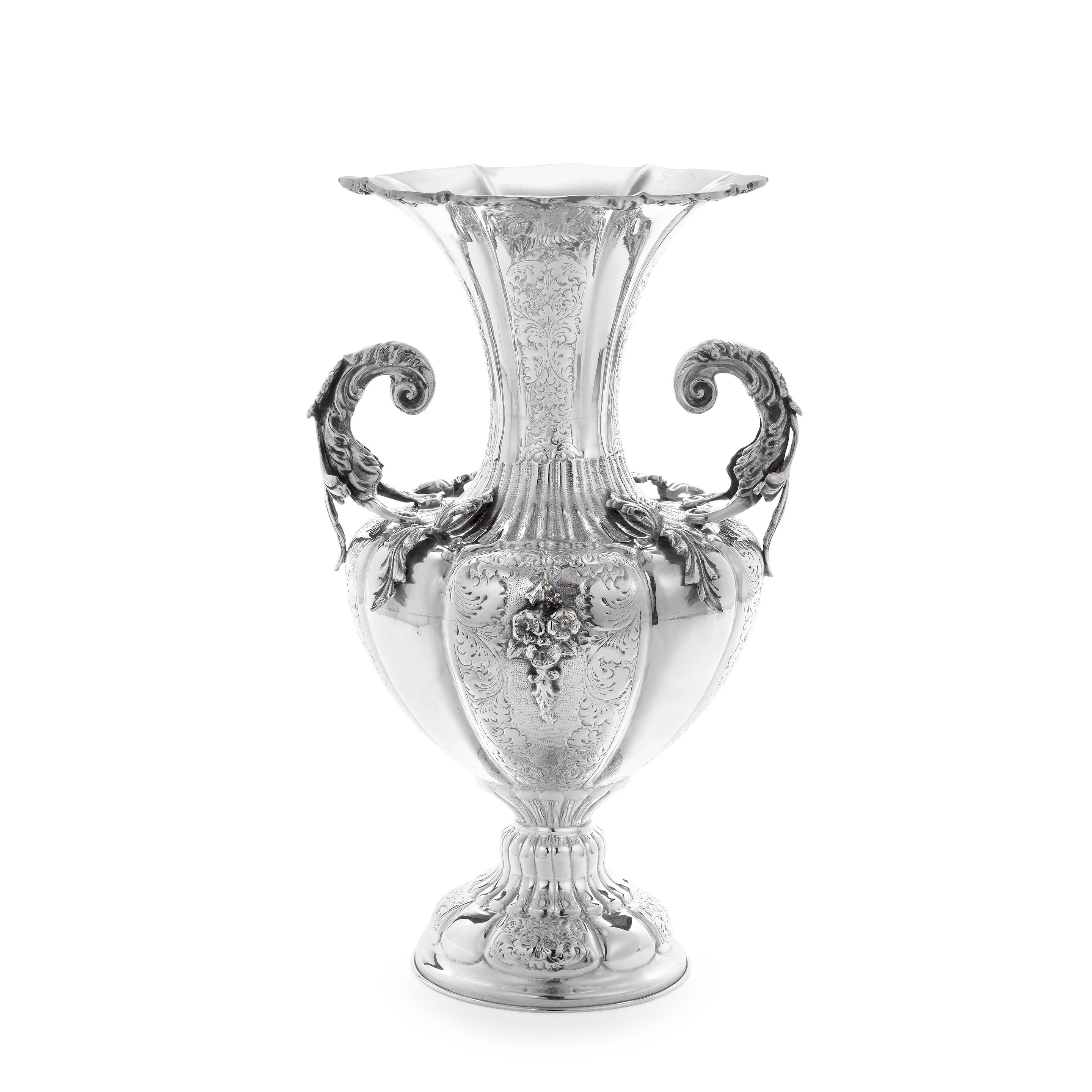 Appraisal: A CONTINENTAL WHITE METAL VASE apparently unmarked possibly Italian Of