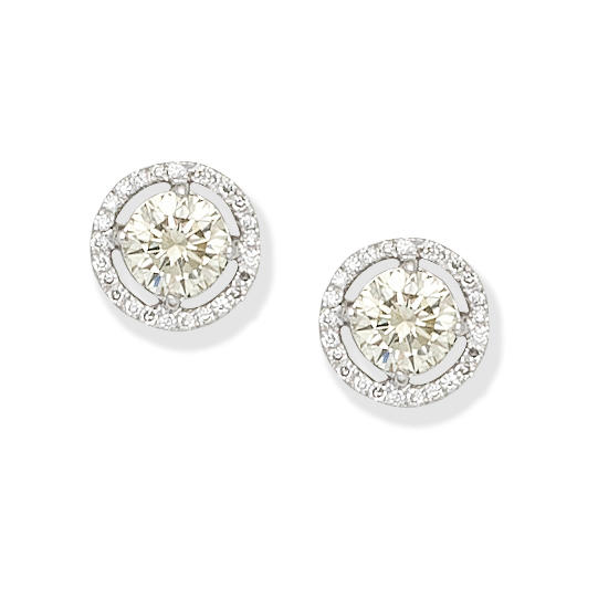 Appraisal: DIAMOND HALO EARRINGS Each brilliant-cut diamond within a micro-pav surround