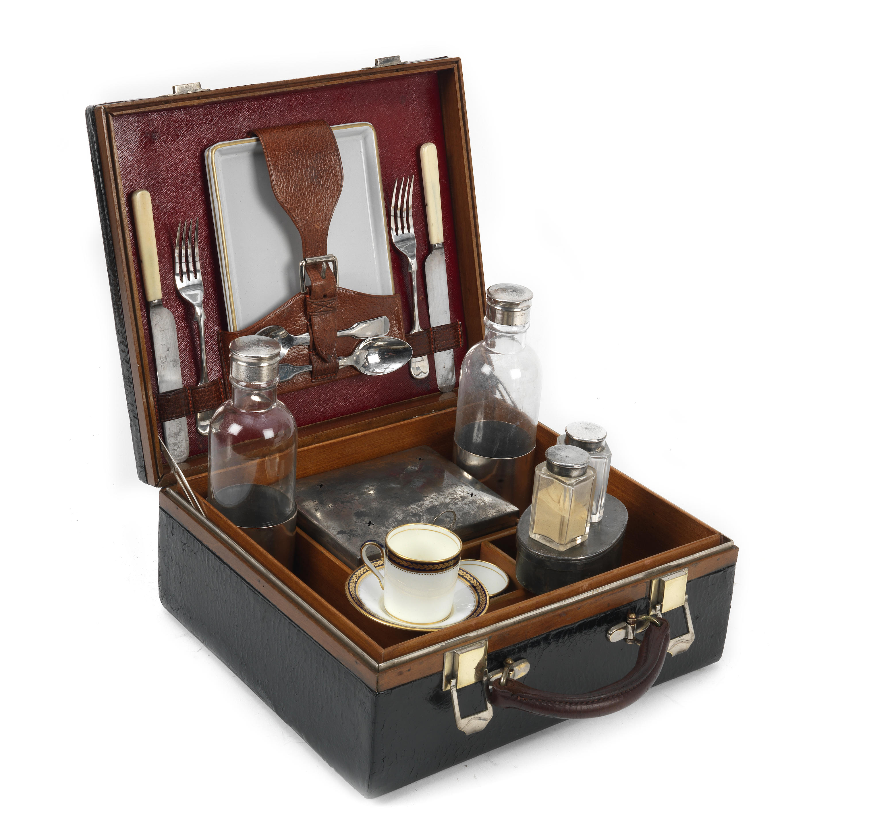 Appraisal: A CASED DRINKS PICNIC SET FOR TWO PERSONS BY DREW