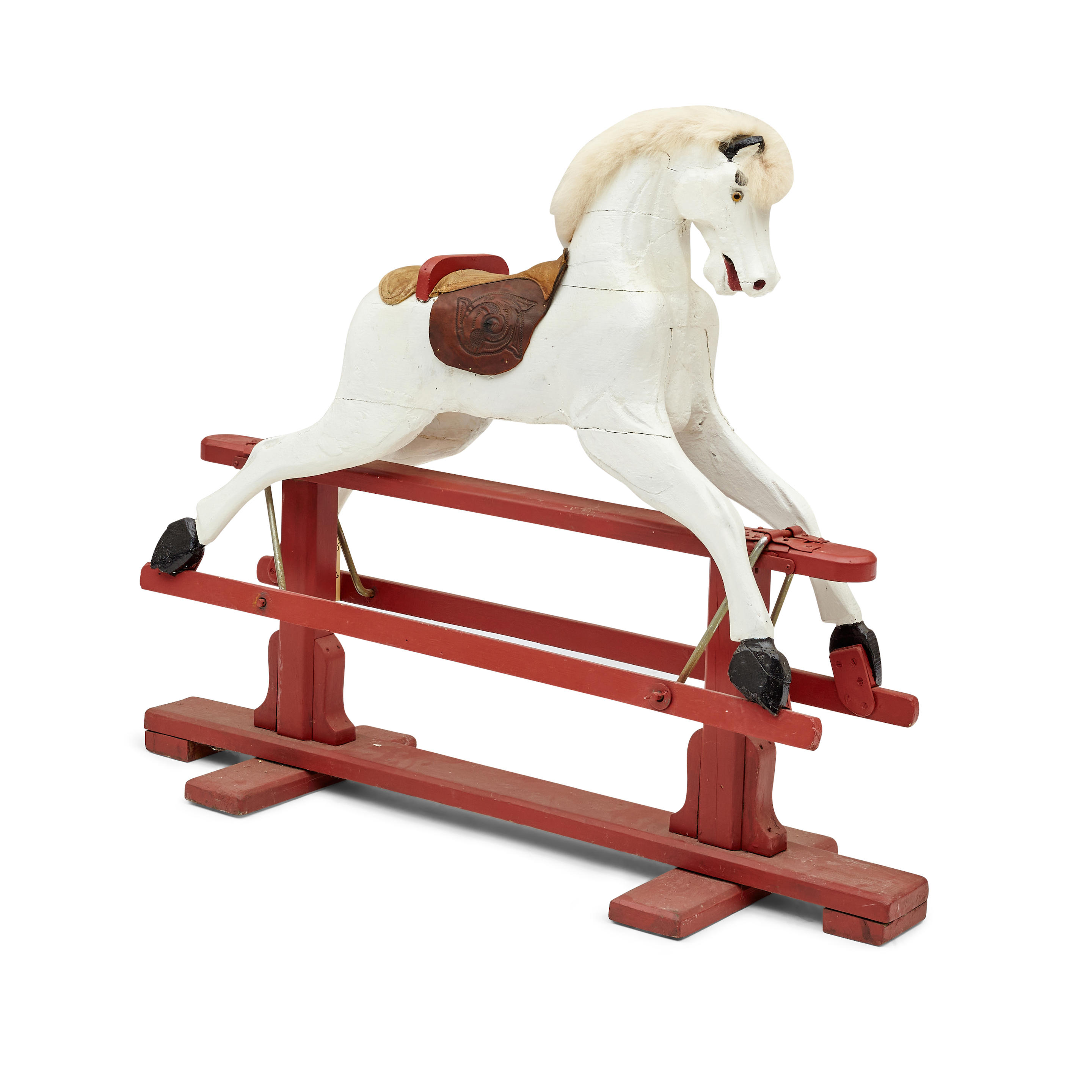 Appraisal: CHILD'S PAINTED ROCKING HORSE early th century white horse with