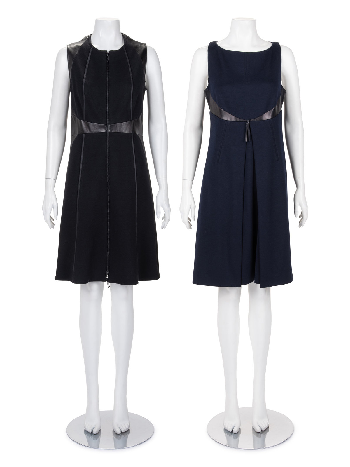 Appraisal: Two Ralph Rucci Leather Paneled Sleeveless Dresses c s This