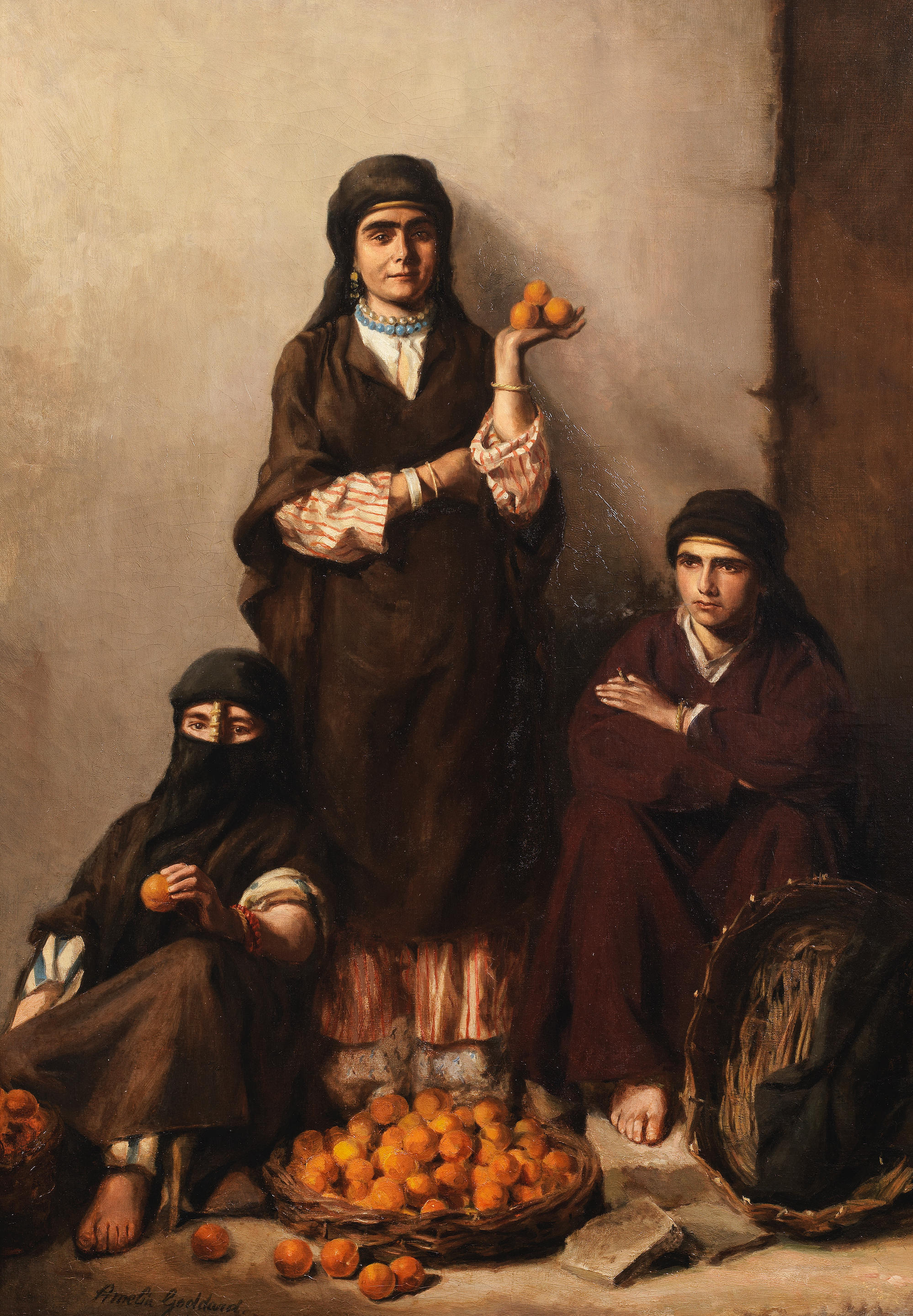 Appraisal: AMELIA GODDARD BRITISH - The orange sellers signed and dated