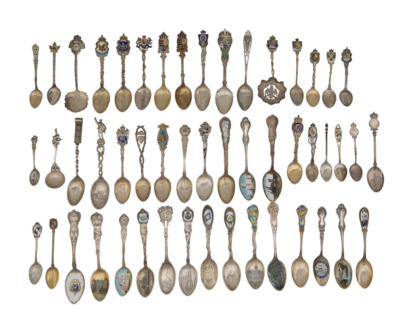 Appraisal: A Collection of Silver Souvenir Spoons th th Century total