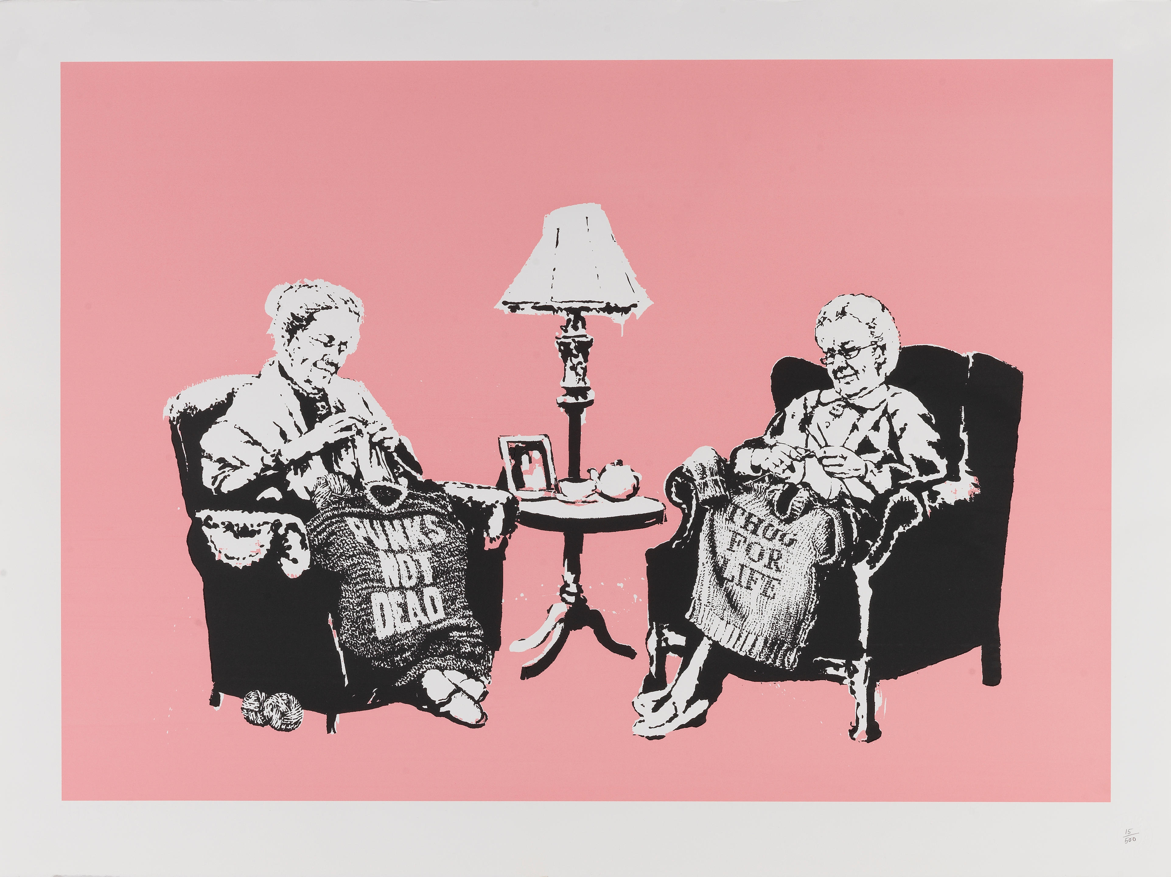 Appraisal: BANKSY BRITISH BORN Grannies Screenprint in colours on Arches wove