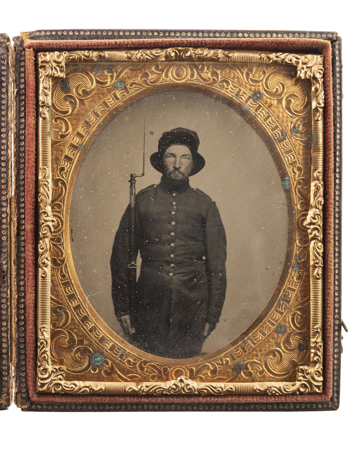 Appraisal: CIVIL WAR Sixth plate ruby ambrotype of an armed soldier