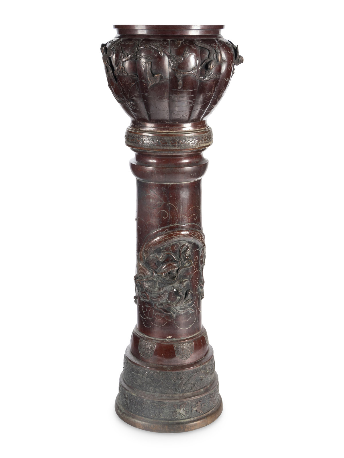 Appraisal: A Japanese Bronze Jardini re and Pedestal th Century Height