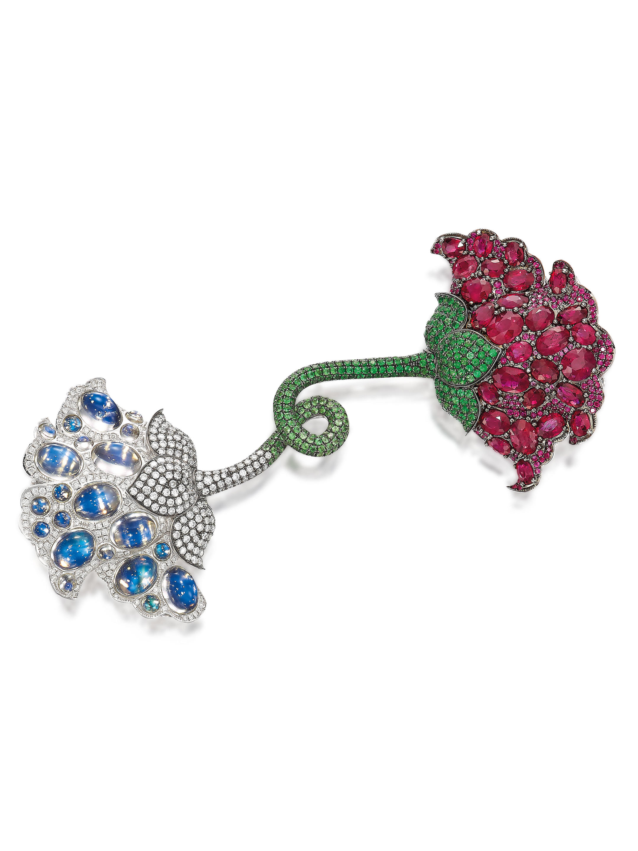 Appraisal: FEI LIU RUBY GEM-SET AND DIAMOND 'POPPIES IN LOVE' BROOCH