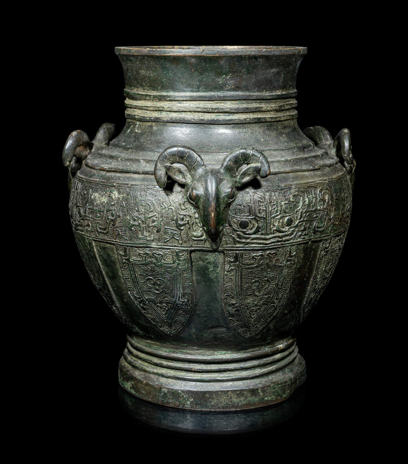 Appraisal: A Chinese Archaistic Bronze 'Three Rams' Hu Vessel Qing Dynasty