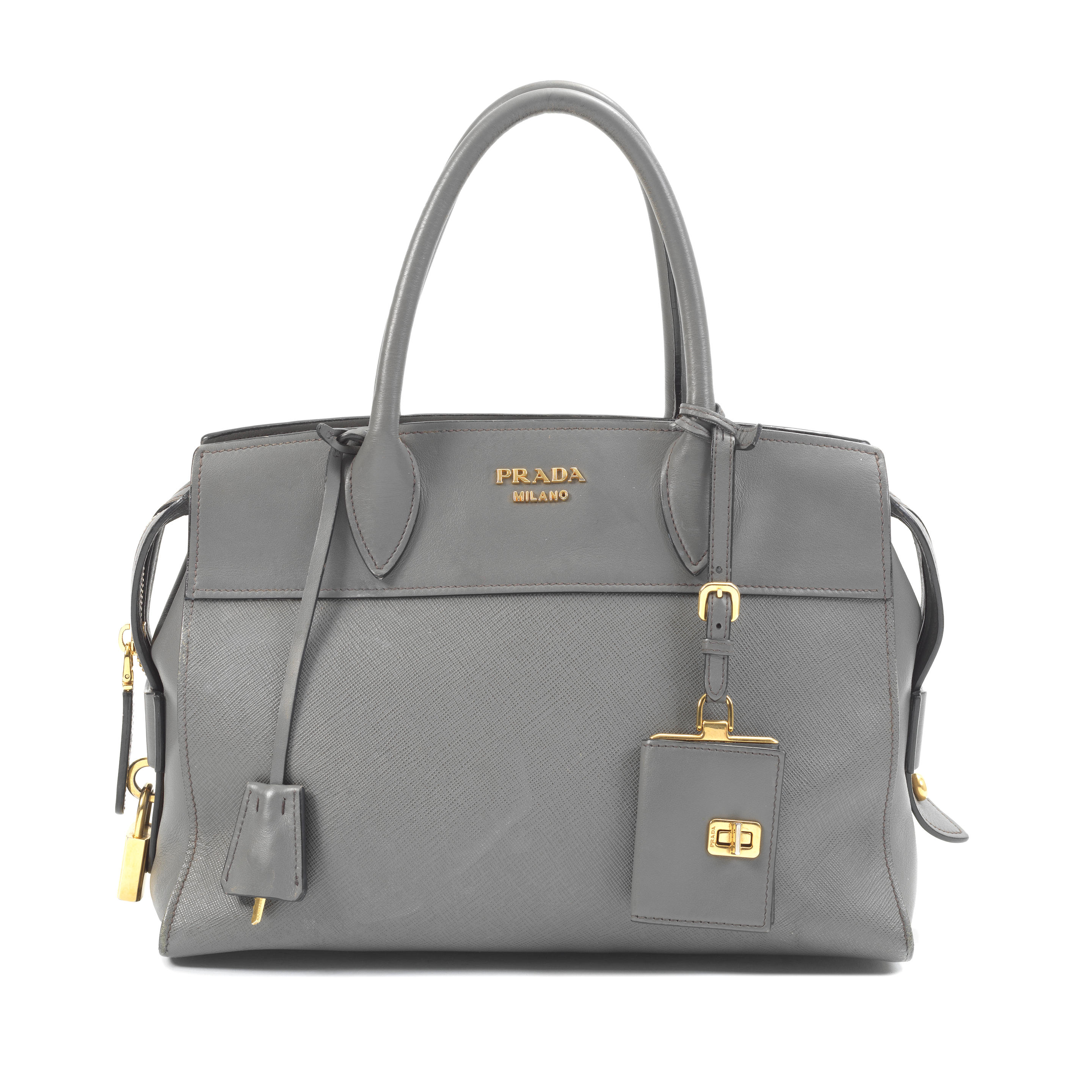 Appraisal: PRADA A GREY SAFFIANO LEATHER ESPLANADE TOTE Pre-Fall Saffiano leather