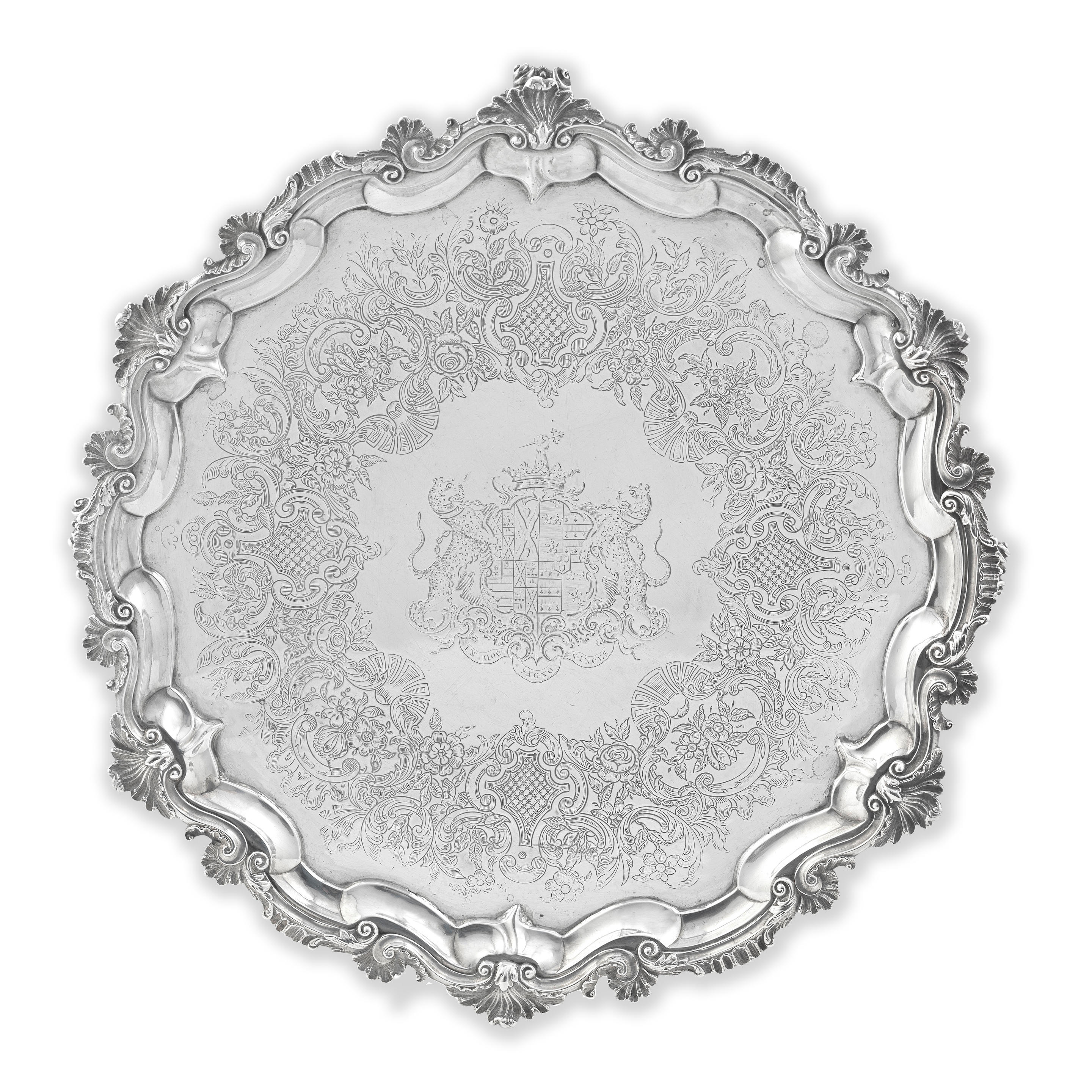 Appraisal: A GEORGE III SILVER SALVER probably John Mewburn London Shaped-circular