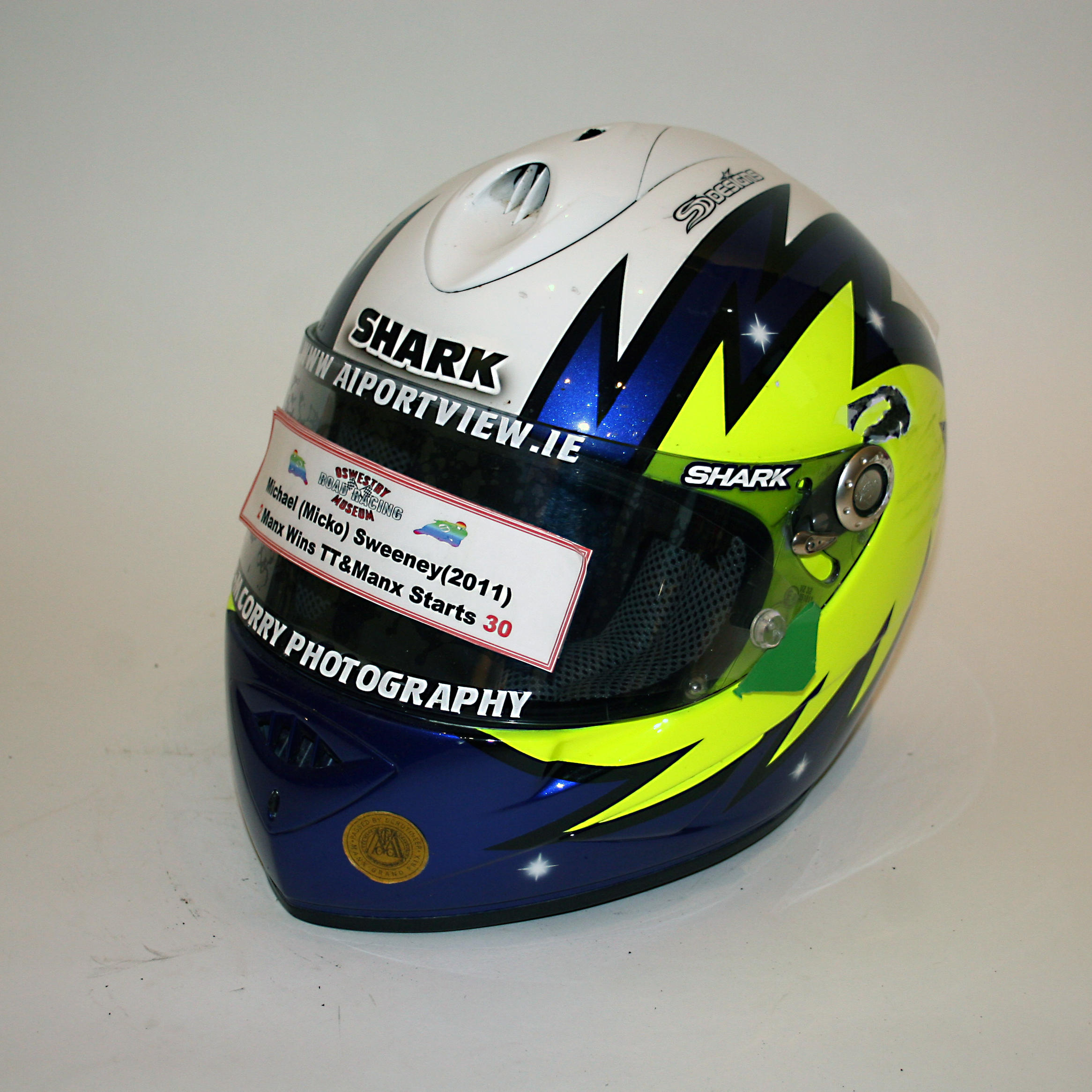 Appraisal: MICHAEL MICKO SWEENEY A SIGNED FULL-FACE HELMET BY SHARK used