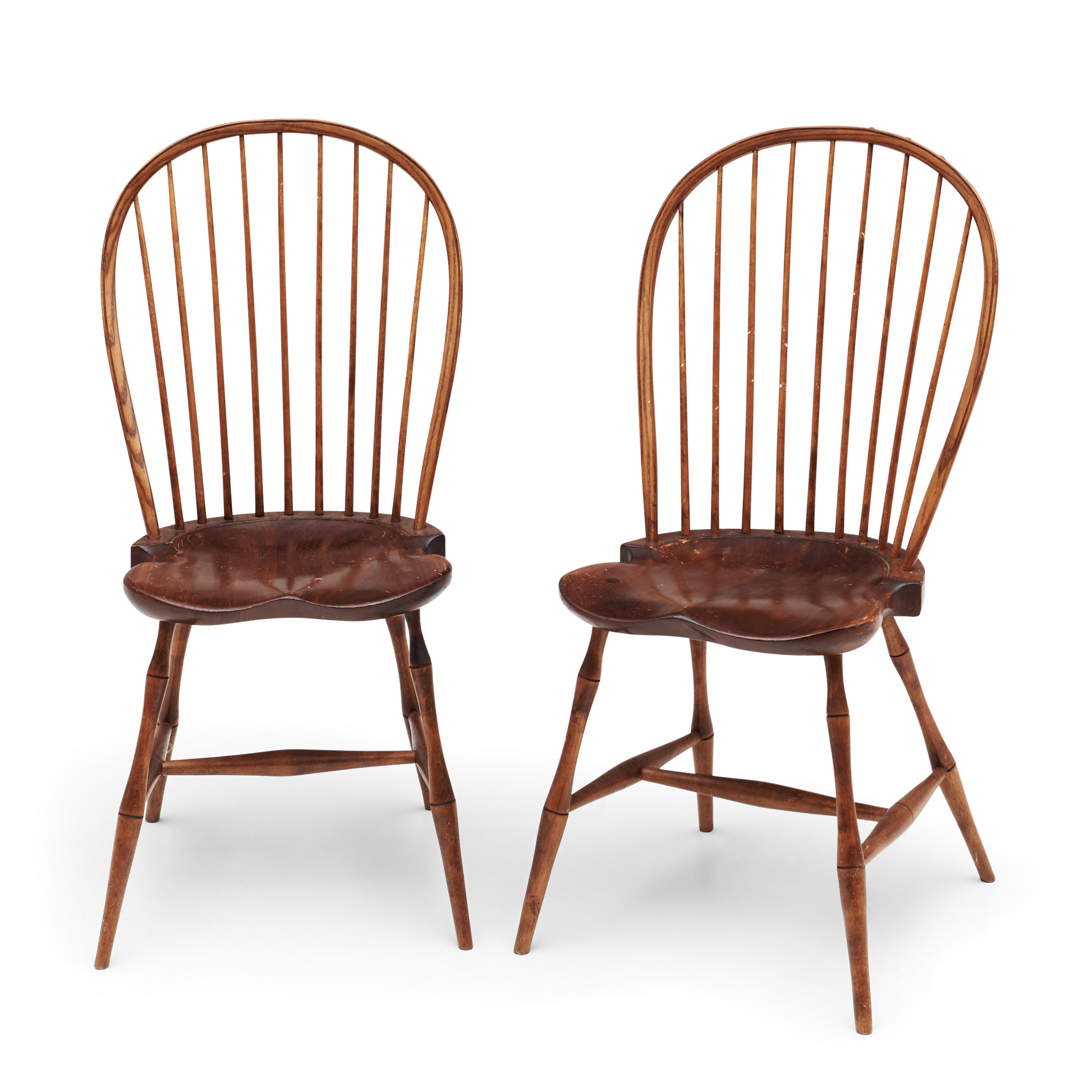 Appraisal: PAIR OF L E PARTRIDGE WALNUT REPRODUCTION WINDSOR SIDE CHAIRS