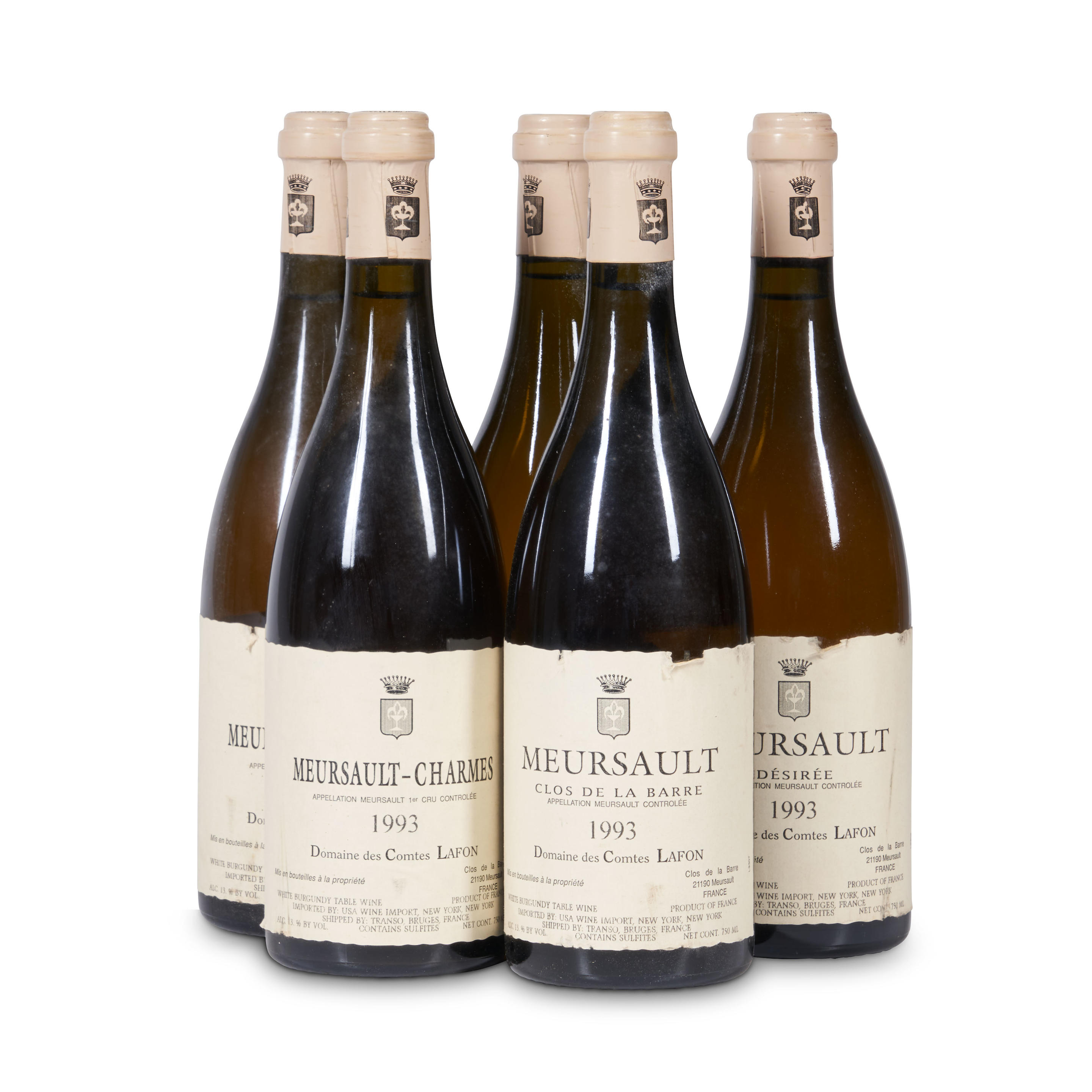 Appraisal: MIXED COMTES LAFON MEURSAULT BOTTLES Mixed Comtes Lafon Meursault Cote