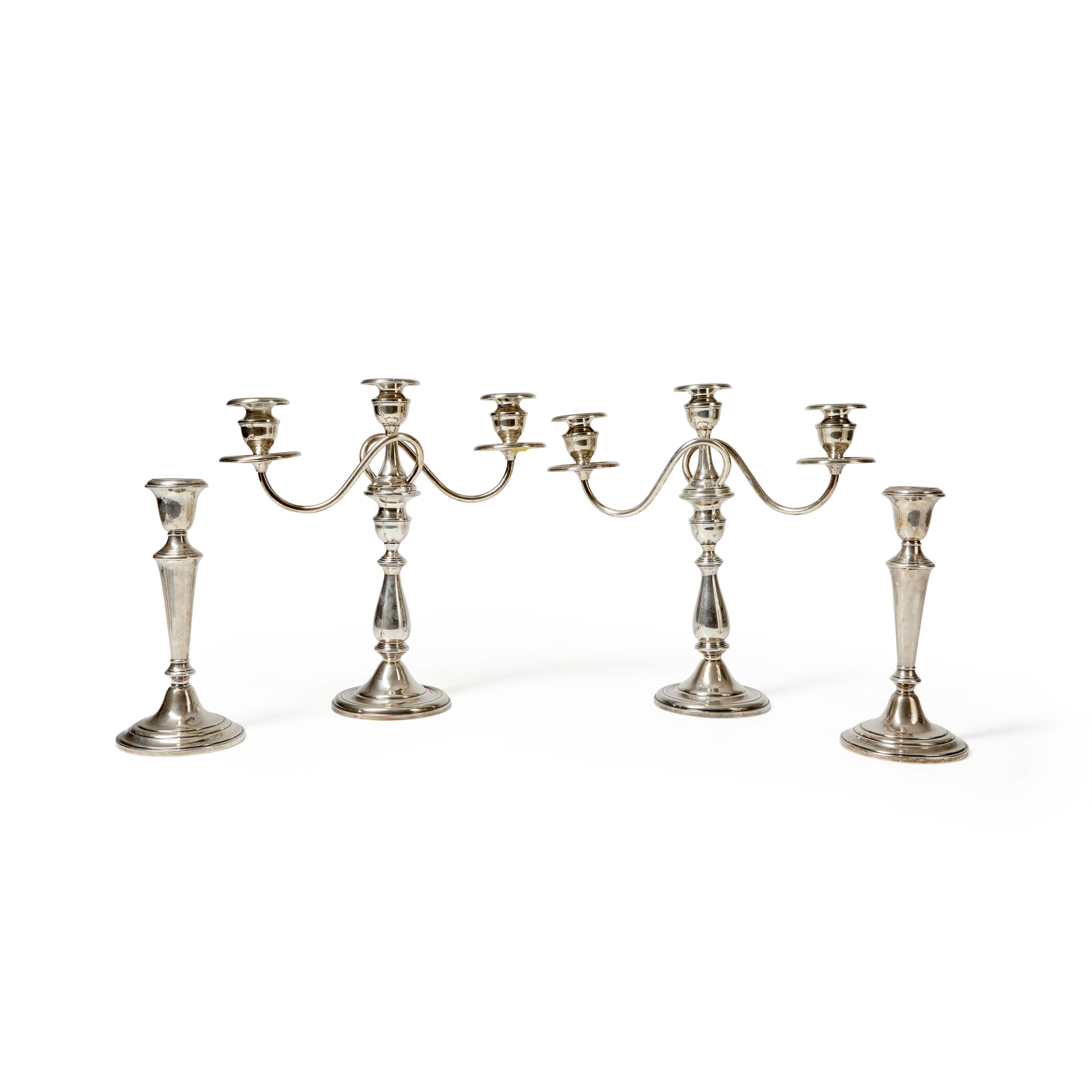 Appraisal: PAIR OF CONVERTIBLE STERLING SILVER CANDELABRA AND A PAIR OF