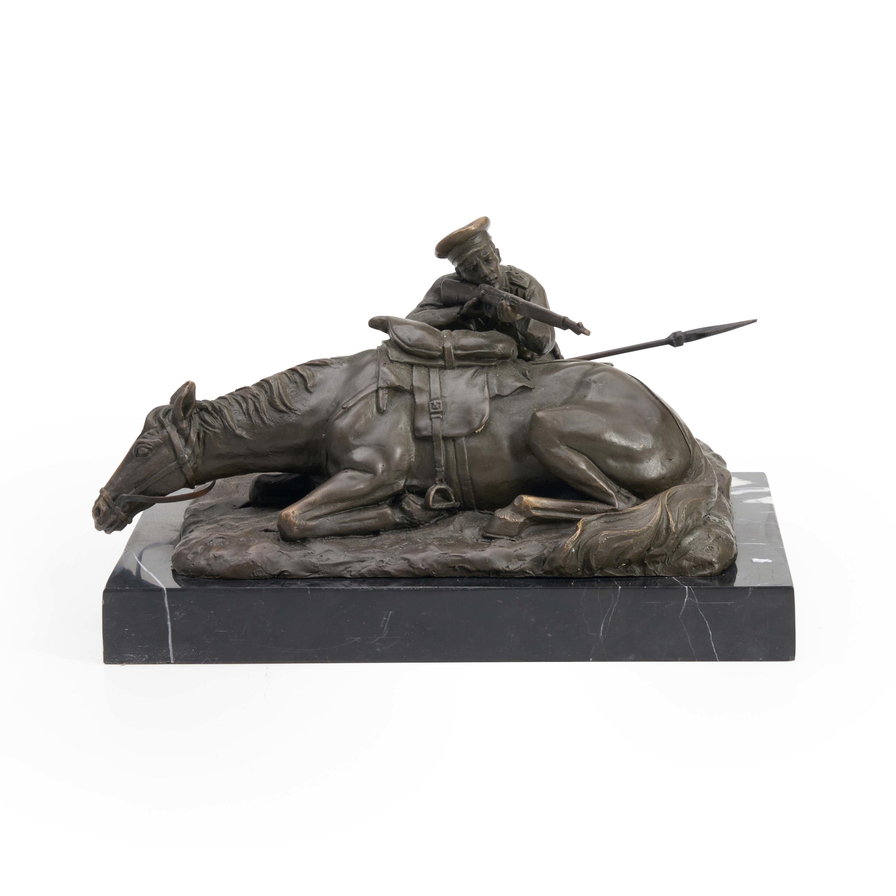 Appraisal: AFTER EVGENI LANCERAY RUSSIAN - Bronze depiction of a soldier