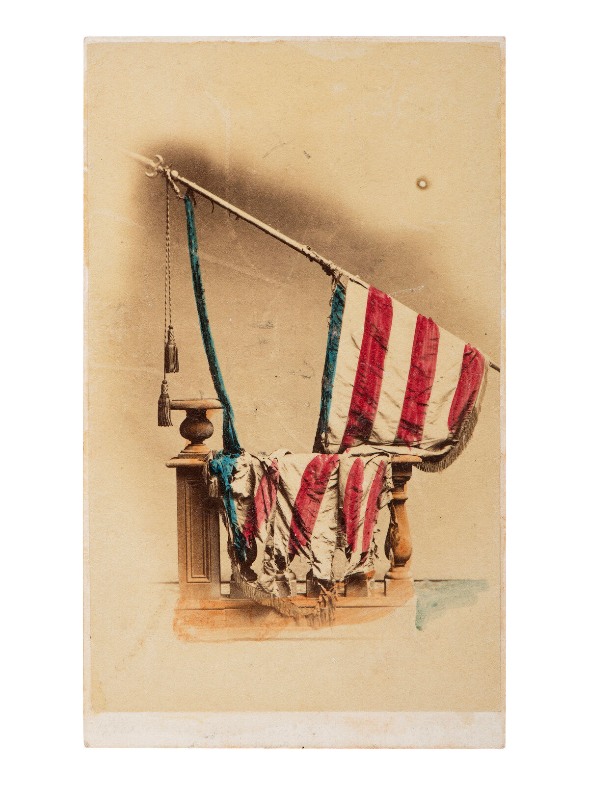 Appraisal: CIVIL WAR Hand-colored CDV of the battle-torn National Colors of