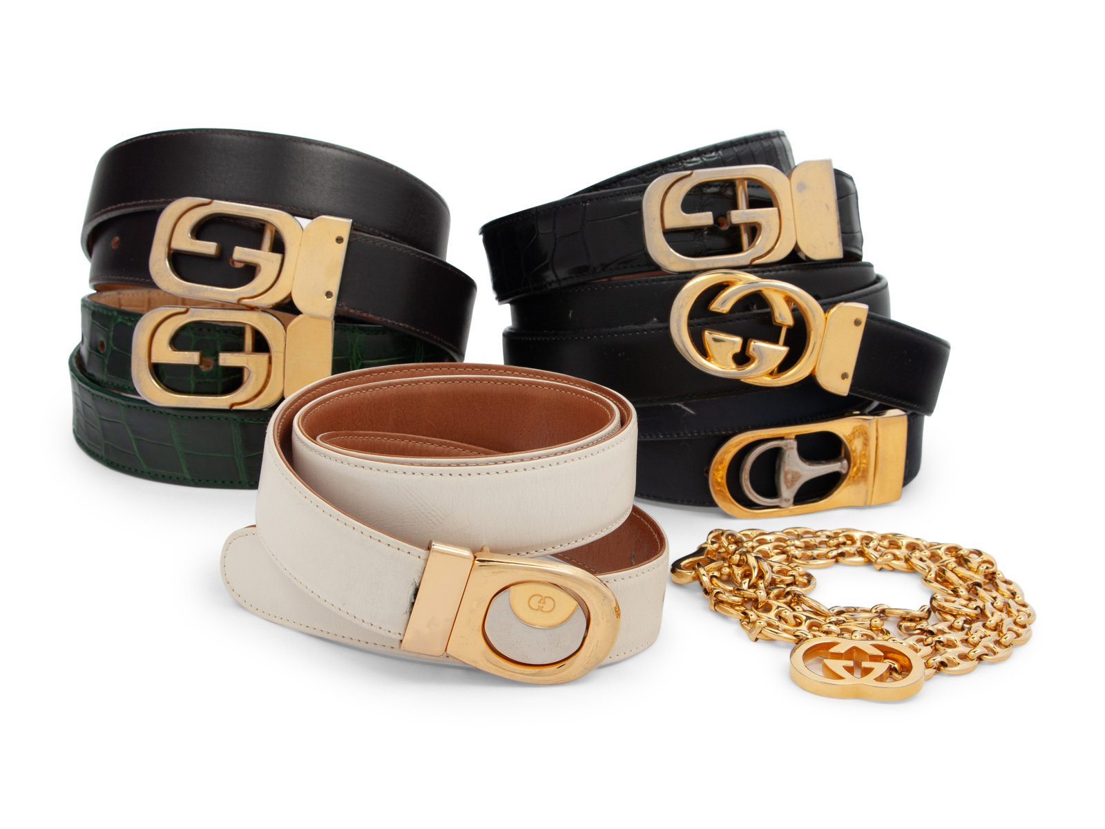 Appraisal: Seven Gucci Belts - s This lot contains seven belts