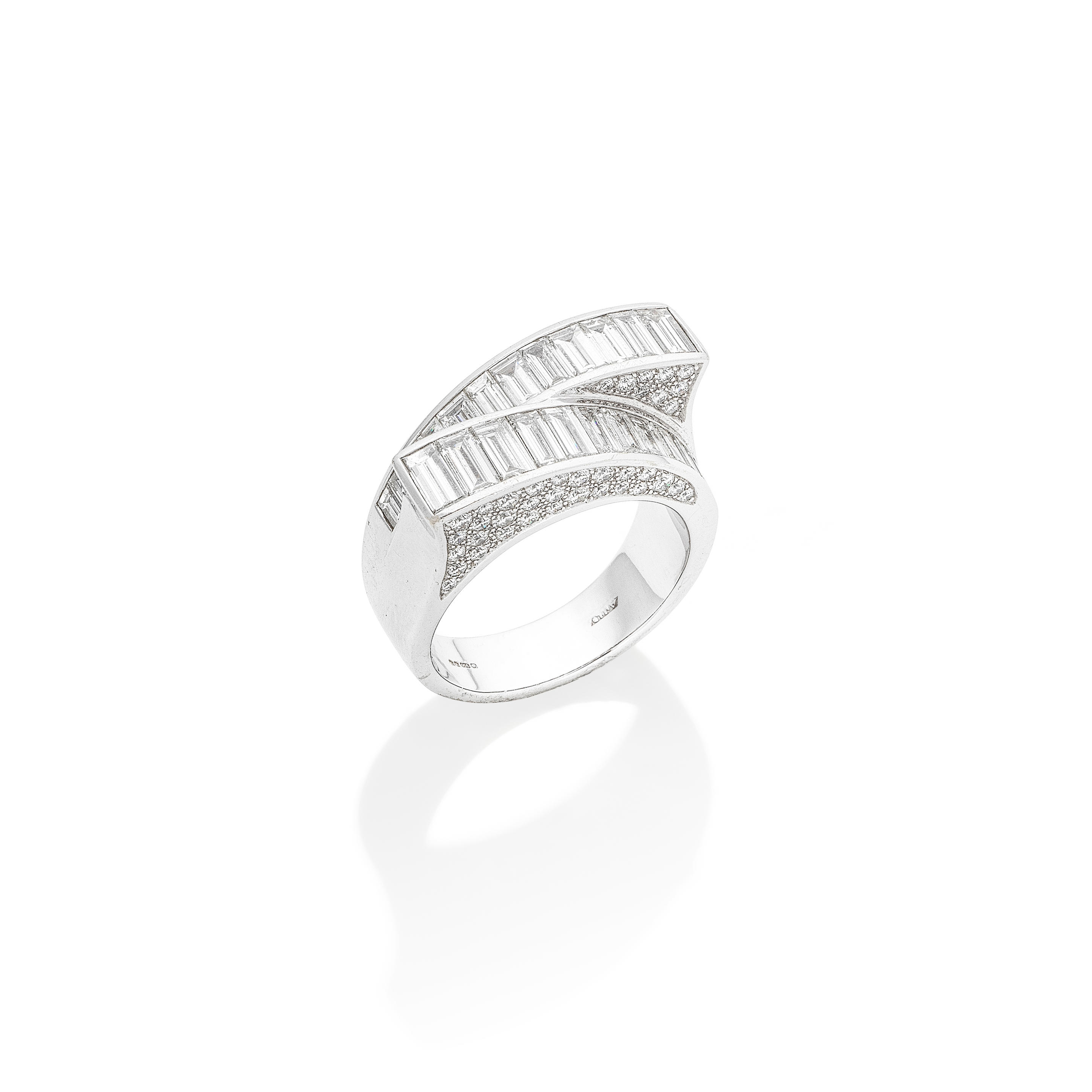 Appraisal: ADLER DIAMOND DRESS RING The graduations of baguette-cut diamonds in