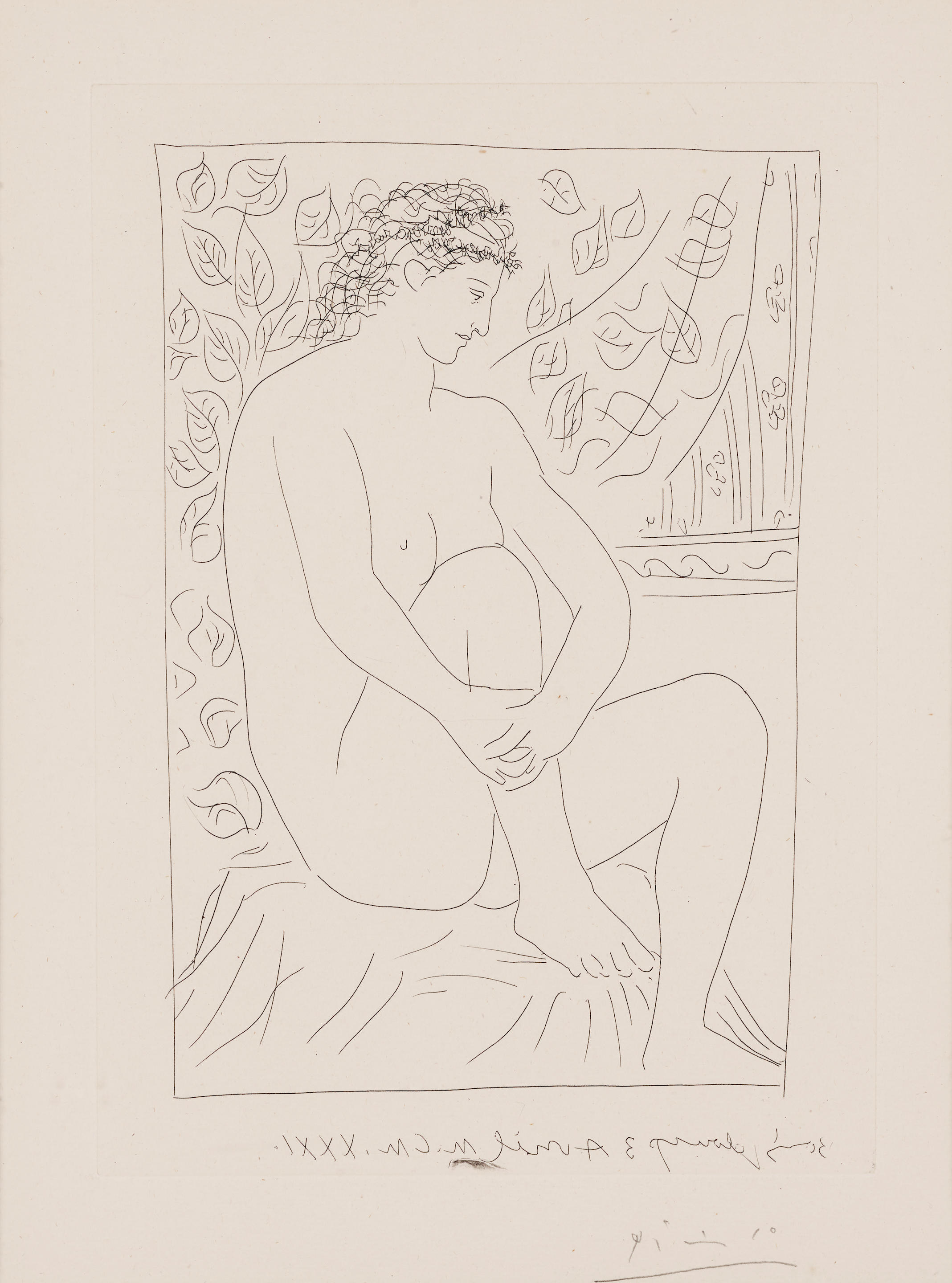 Appraisal: PABLO PICASSO - Femme nue assise devant un Rideau from