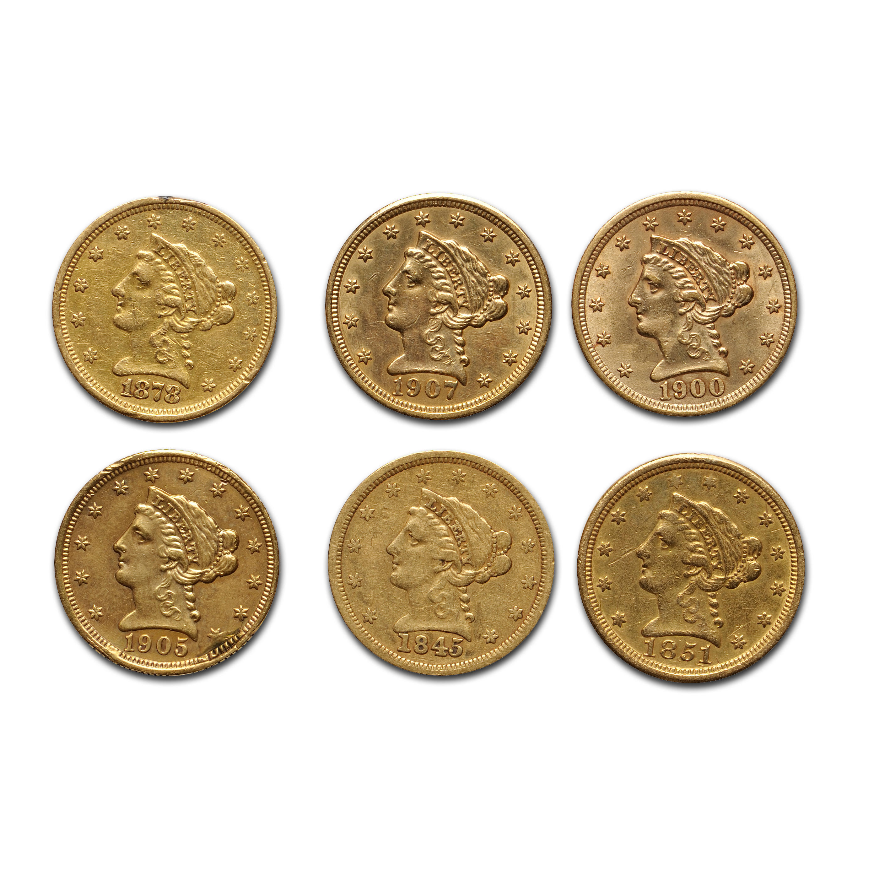 Appraisal: USA LIBERTY HEAD QUARTER EAGLES including -O -S These are