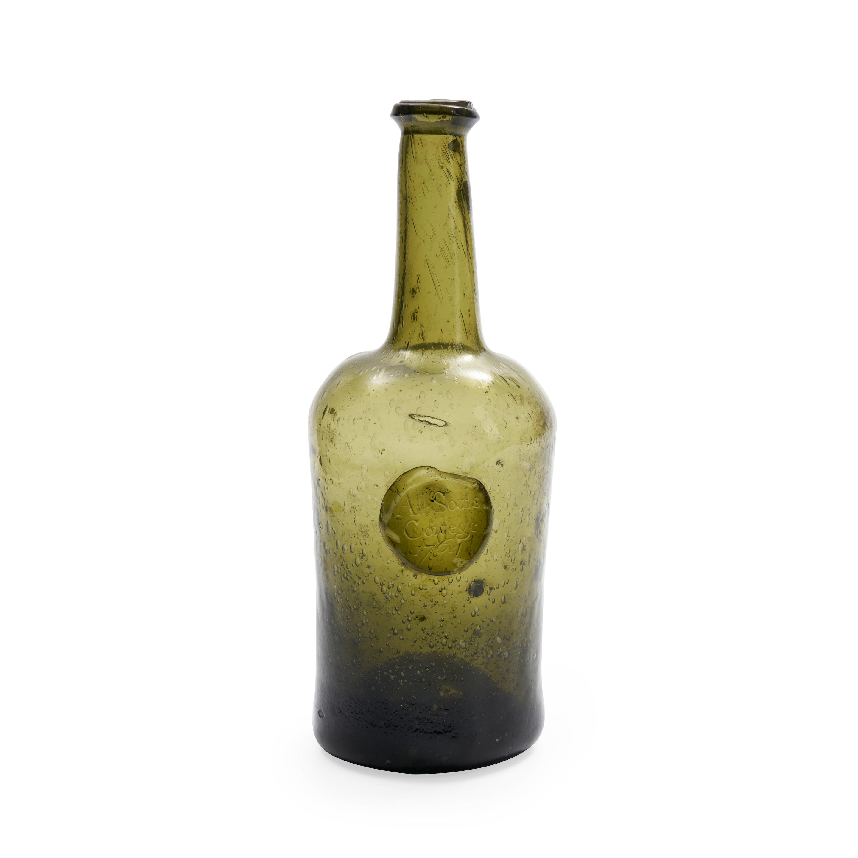 Appraisal: A SEALED 'CYLINDER' WINE BOTTLE dated of pale olive-green tint