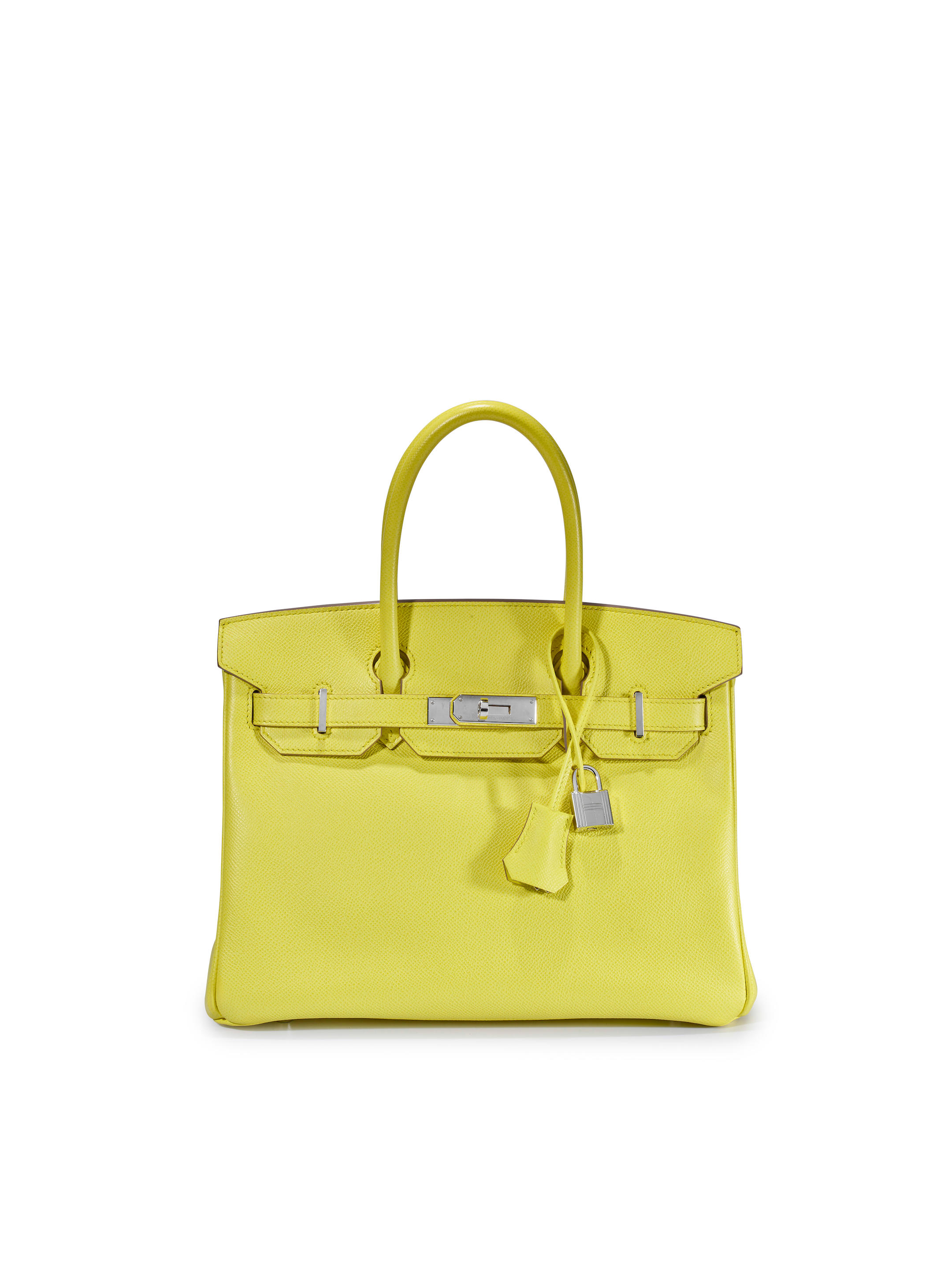 Appraisal: HERM S SOUFRE YELLOW EPSOM BIRKIN WITH PALLADIUM HARDWARE Dimension