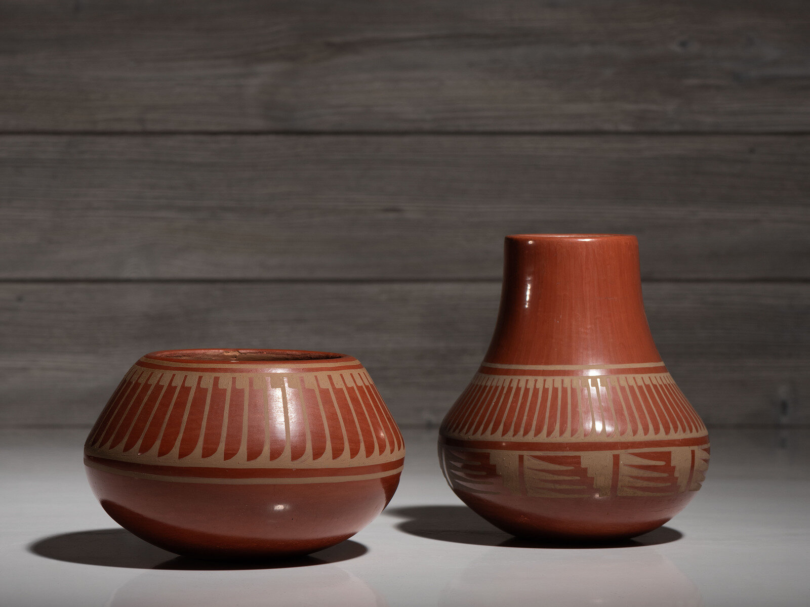 Appraisal: Crucita Calabaza Blue Corn San Ildefonso - Redware Pottery Jars