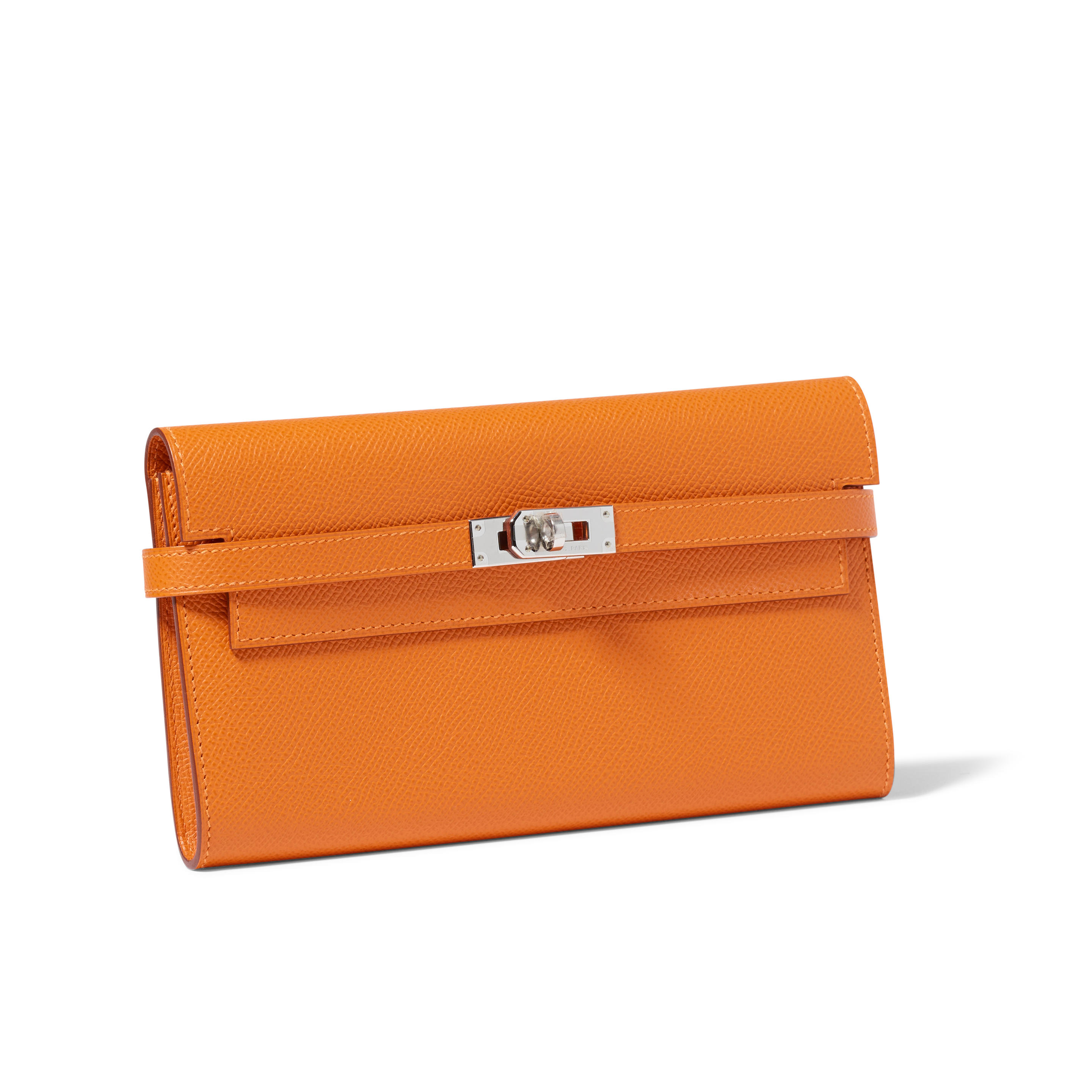 Appraisal: HERM S KELLY CLASSIC LONGUE WALLET Orange Epsom Leather Palladium