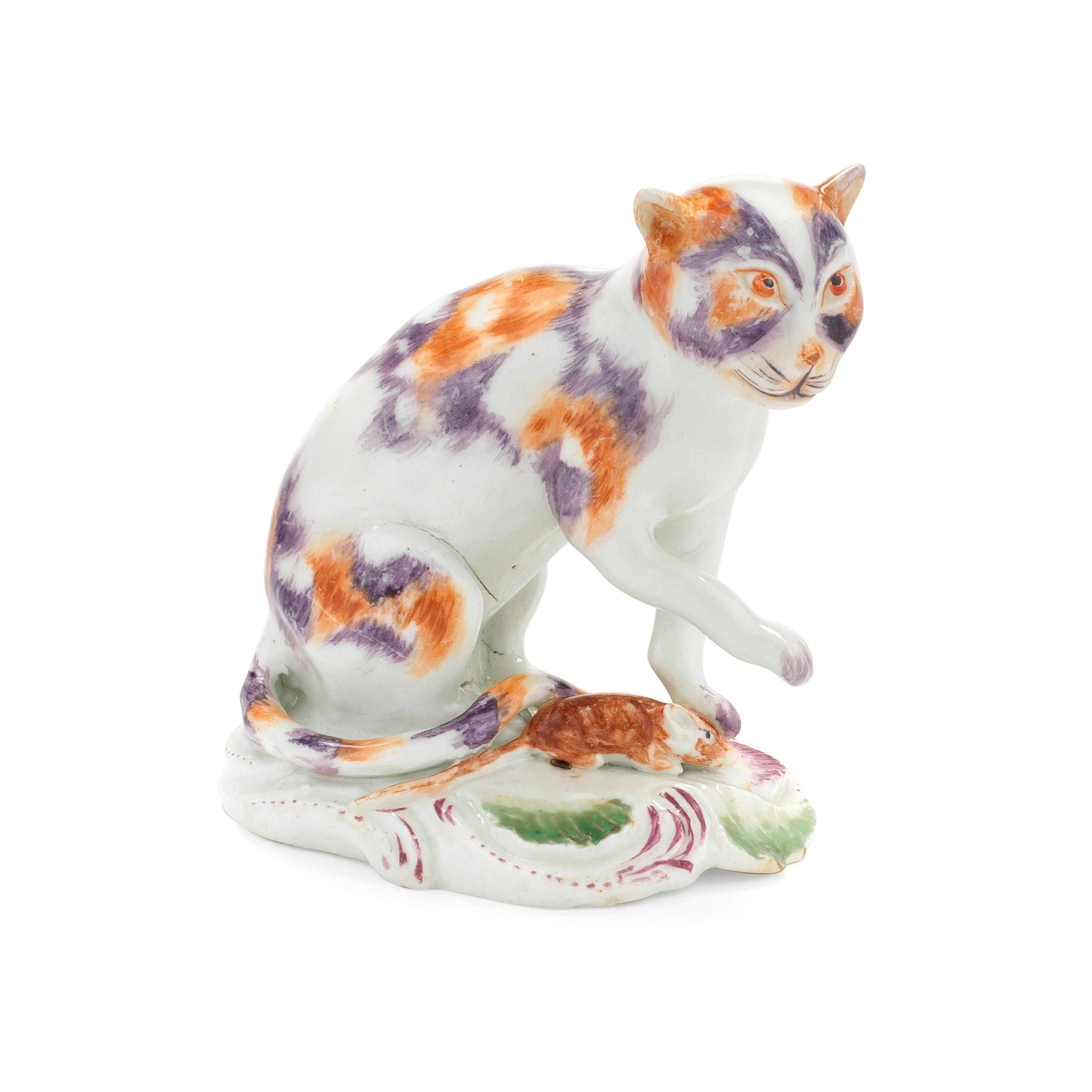 Appraisal: A DERBY MODEL OF A CAT CIRCA Modelled seated on