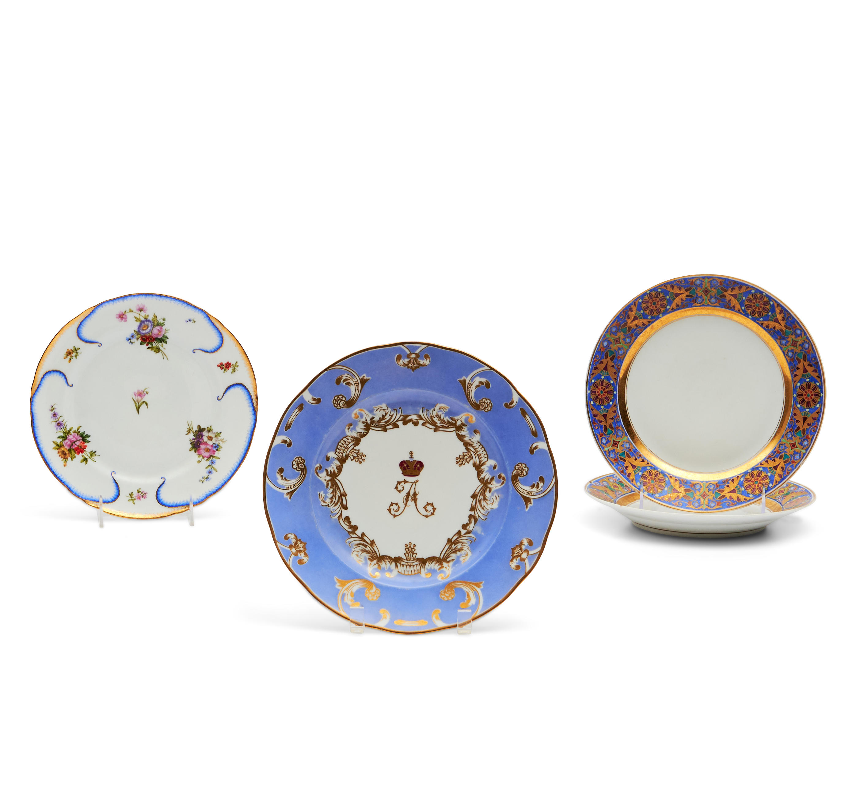 Appraisal: FOUR RUSSIAN IMPERIAL PORCELAIN FACTORY PLATES St Petersburg including plate