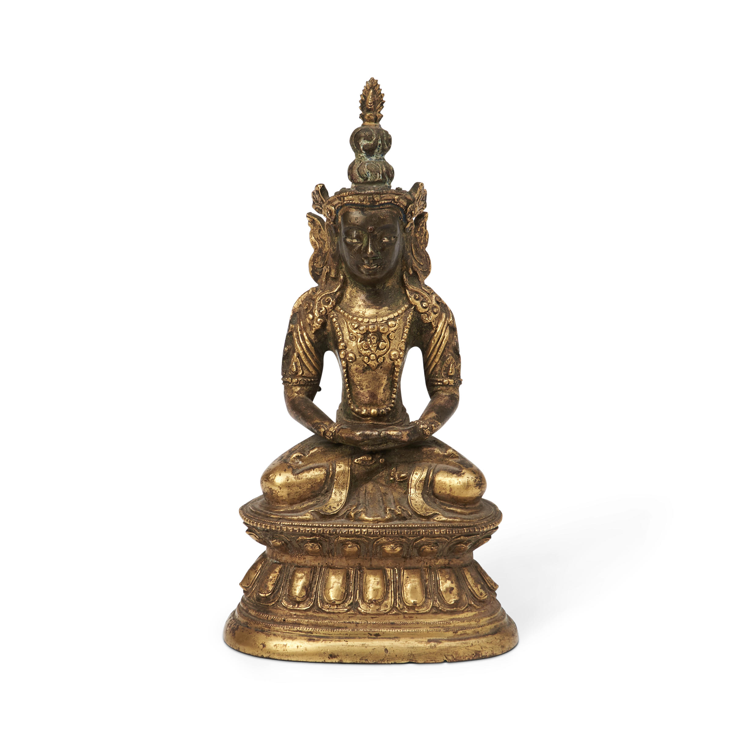 Appraisal: GILT BRONZE FIGURE OF AMITAYUS Tibet th th century seated